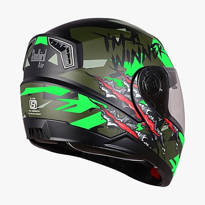 STEELBIRD SBA-7 ISS WINNER MATT BLACK/FLUO GREEN C/V (L)