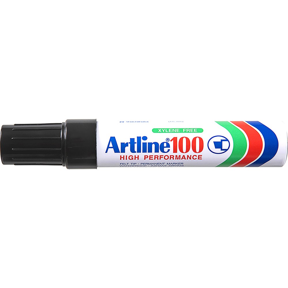 Artline 100 Jumbo Permanent Marker Chisel 12mm Black