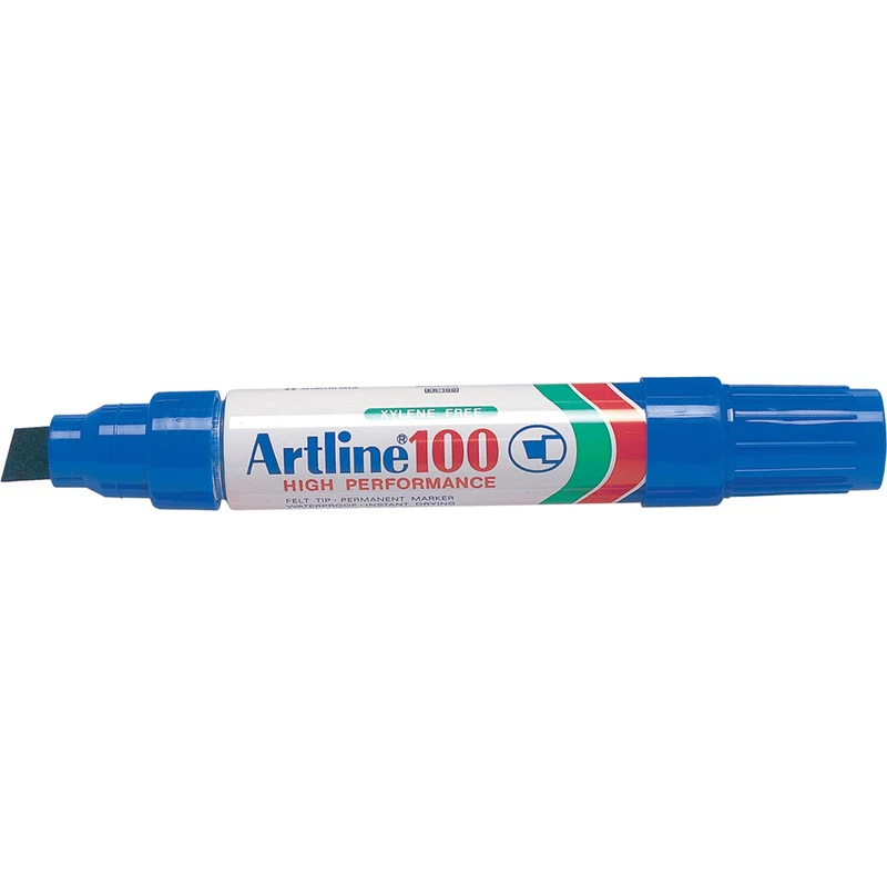 Artline 100 Jumbo Permanent Marker Chisel 12mm Blue Box 6