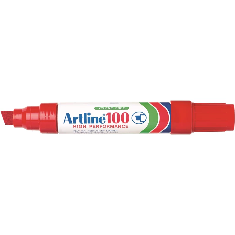 Artline 100 Jumbo Permanent Marker Chisel 12mm Red Box 6
