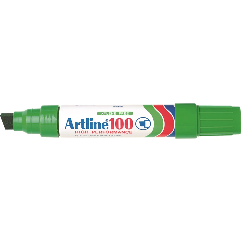 Artline 100 Jumbo Permanent Marker Chisel 12mm Green Box 6