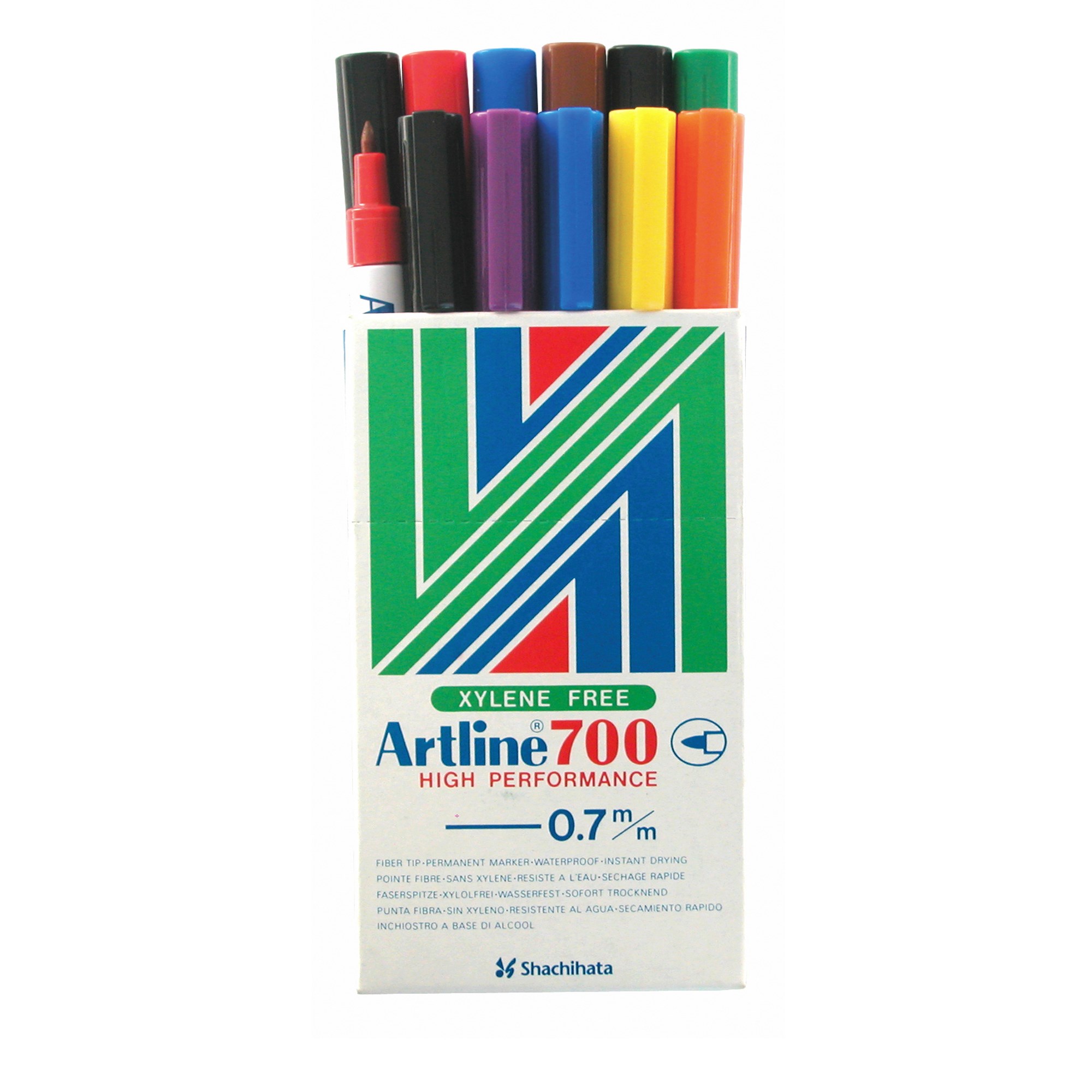 Artline 700 Permanent Markers Fine Bullet 0.7mm 8 Assorted Colours Box  Of 12