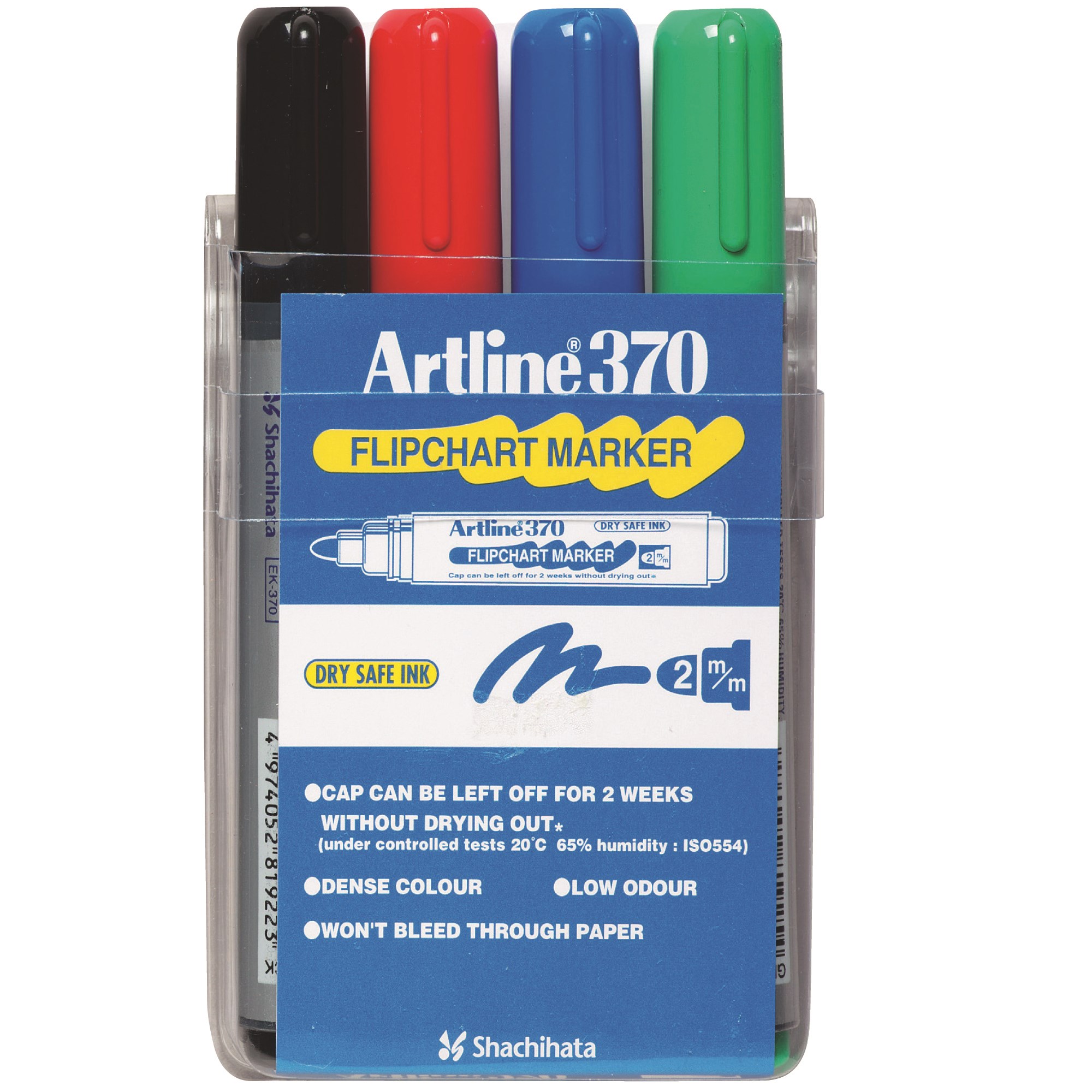 Artline 370 Flipchart Markers Bullet 2mm Assorted Colours Pack  Of 4