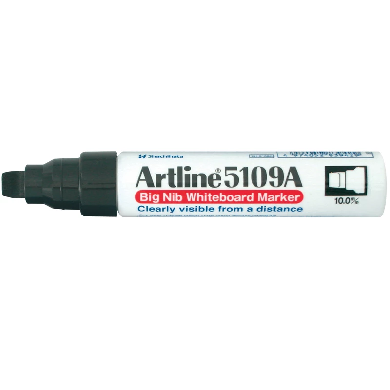 Artline 5109A Big Nib Whiteboard Marker Chisel 10mm Black Box 6