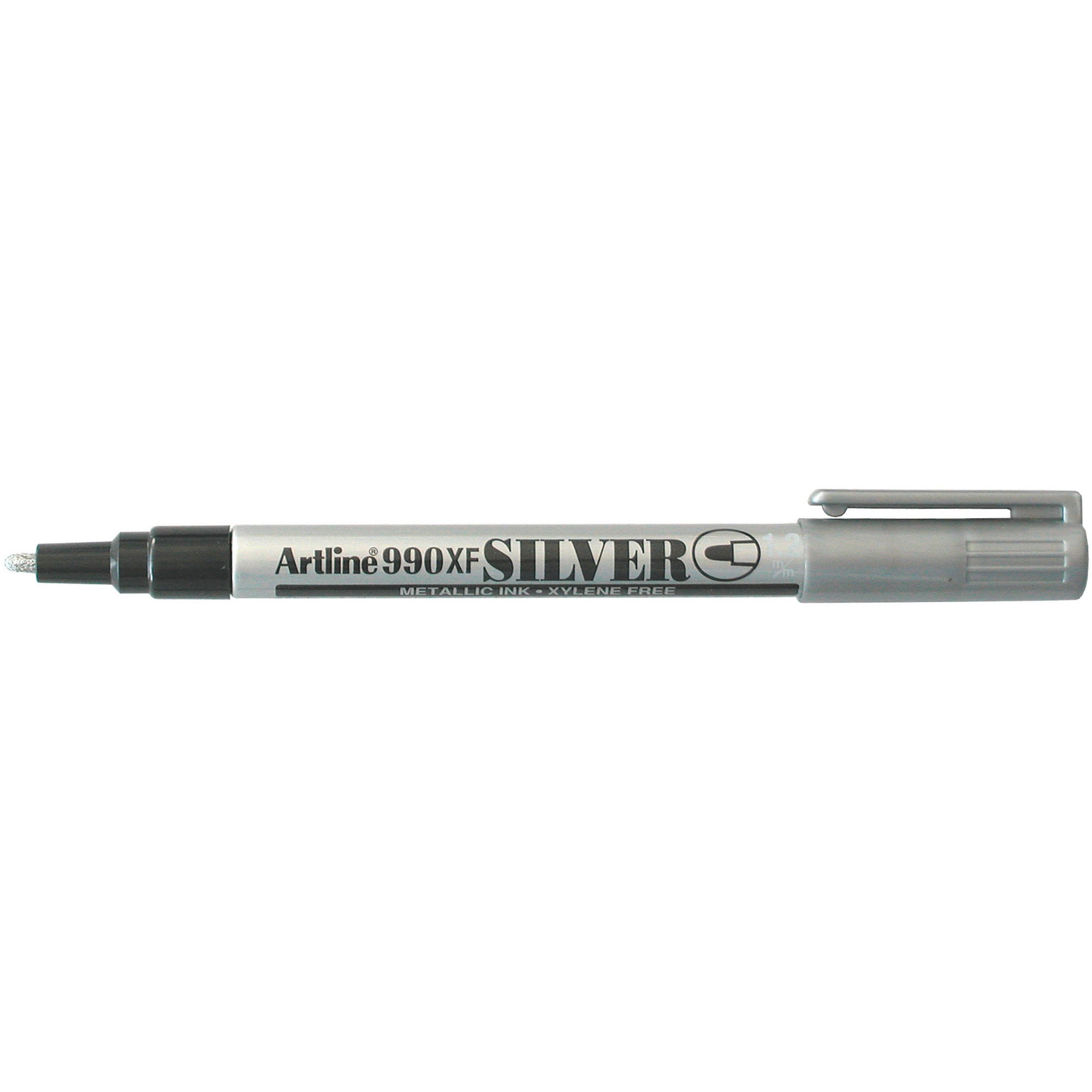 Artline 990XF Metallic Permanent Marker Fine Bullet 1.2mm Silver Box  12