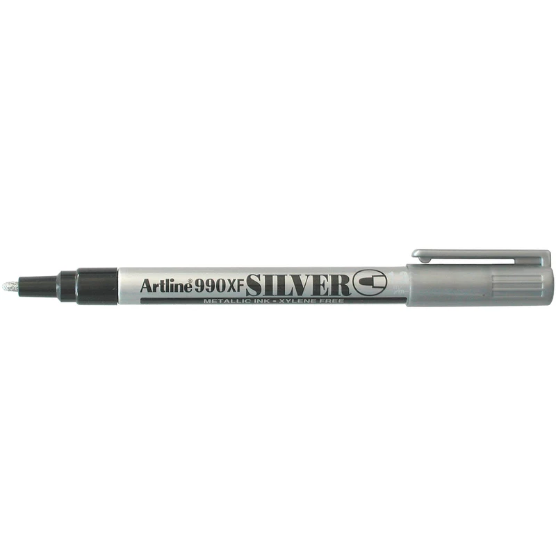 Artline 990XF Metallic Permanent Marker Fine Bullet 1.2mm Silver Box 12