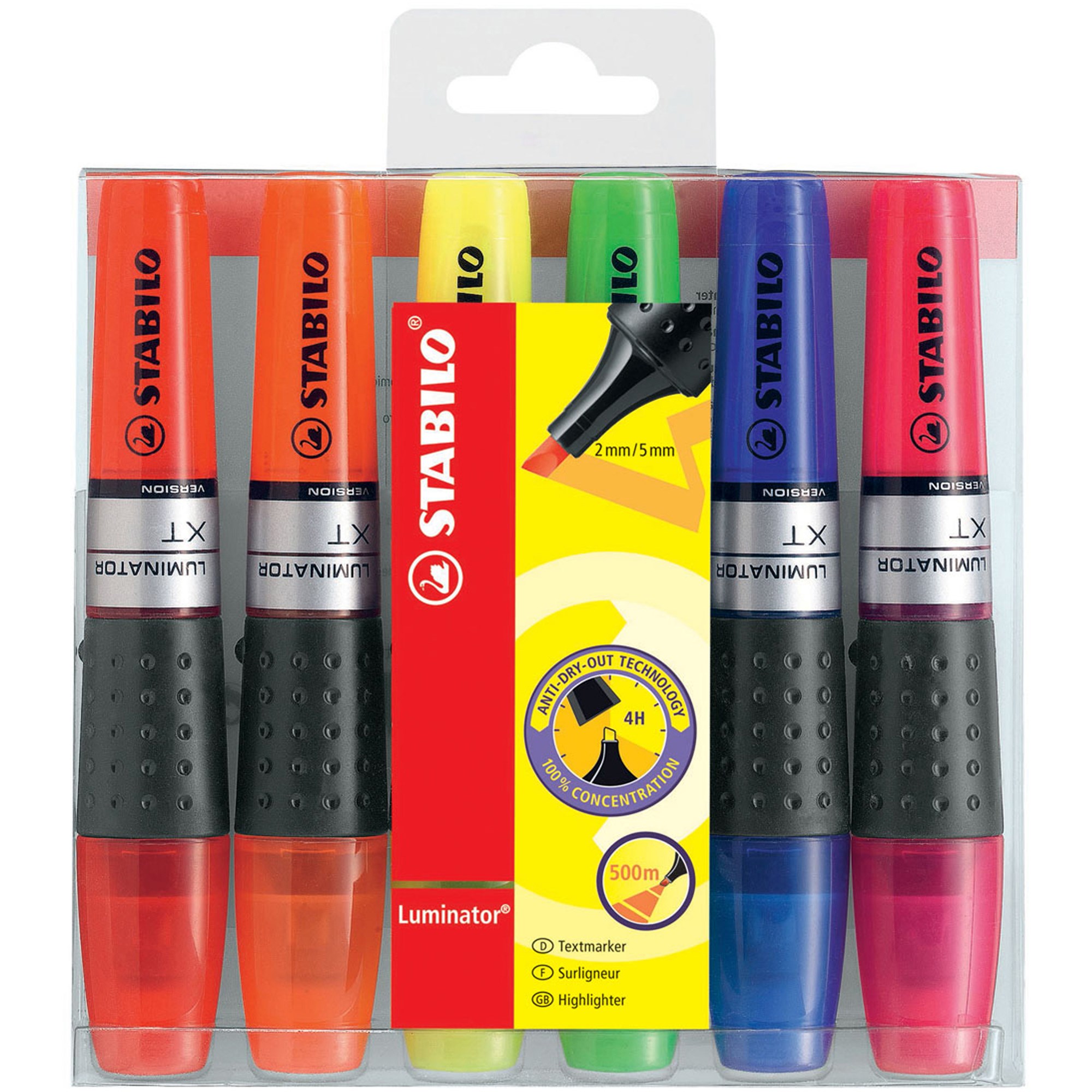 Stabilo Luminator Highlighters 2-5mm Assorted Colours Wallet Of 6