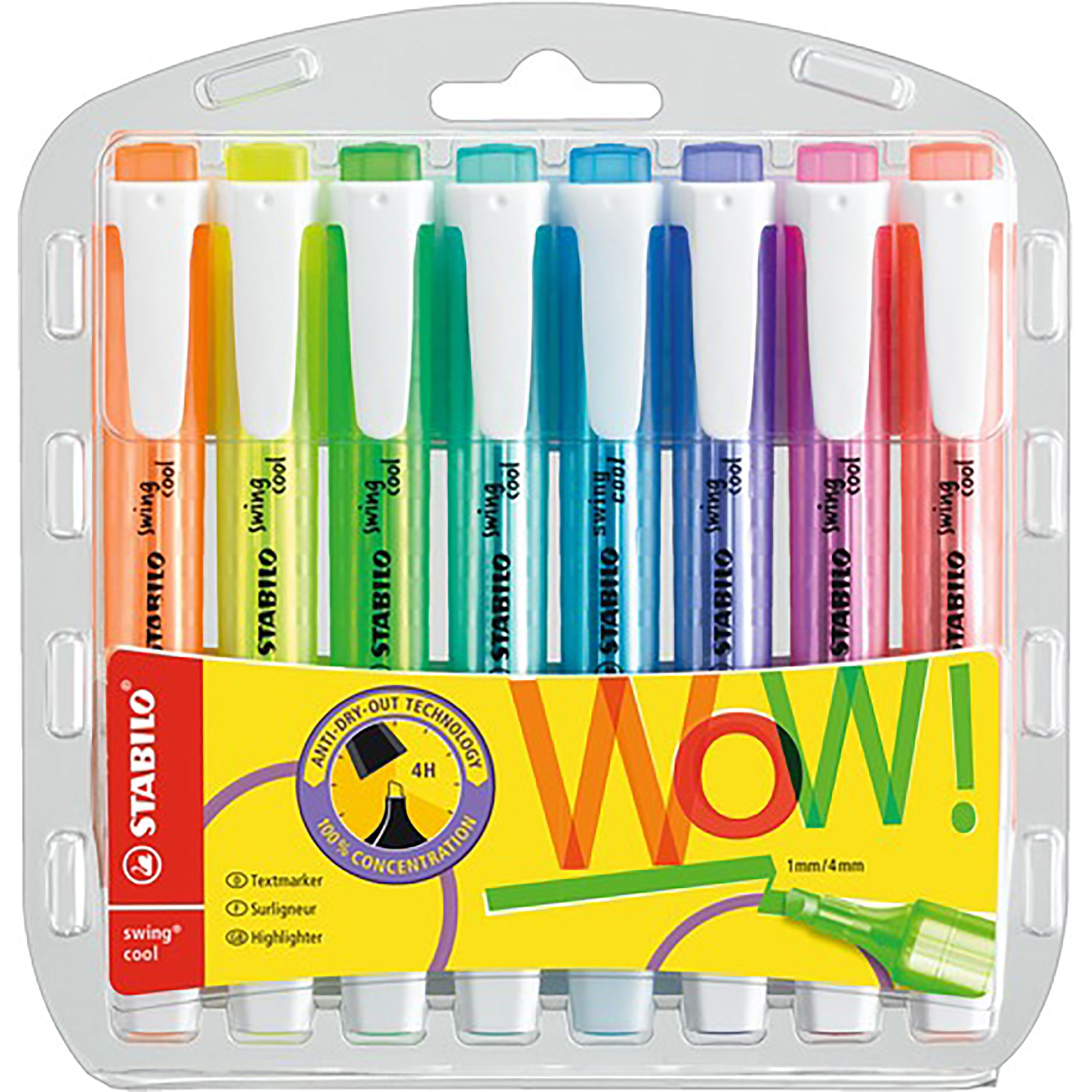 Stabilo 275/8 Swing Cool Highlighters Assorted Chisel 1-4mm Wallet Of 8