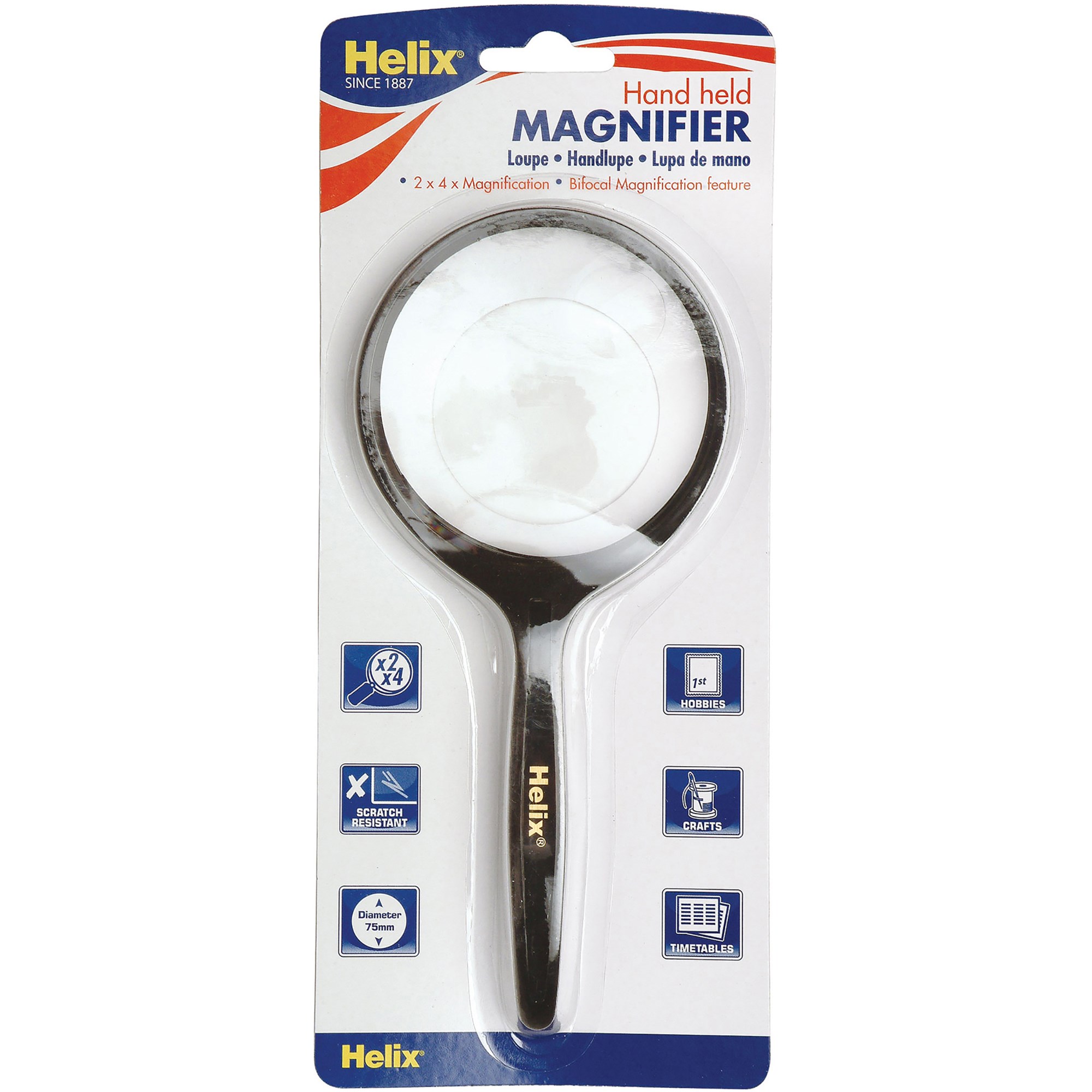 Helix Magnifying Glass Round 75mm Diameter 2x Magnification