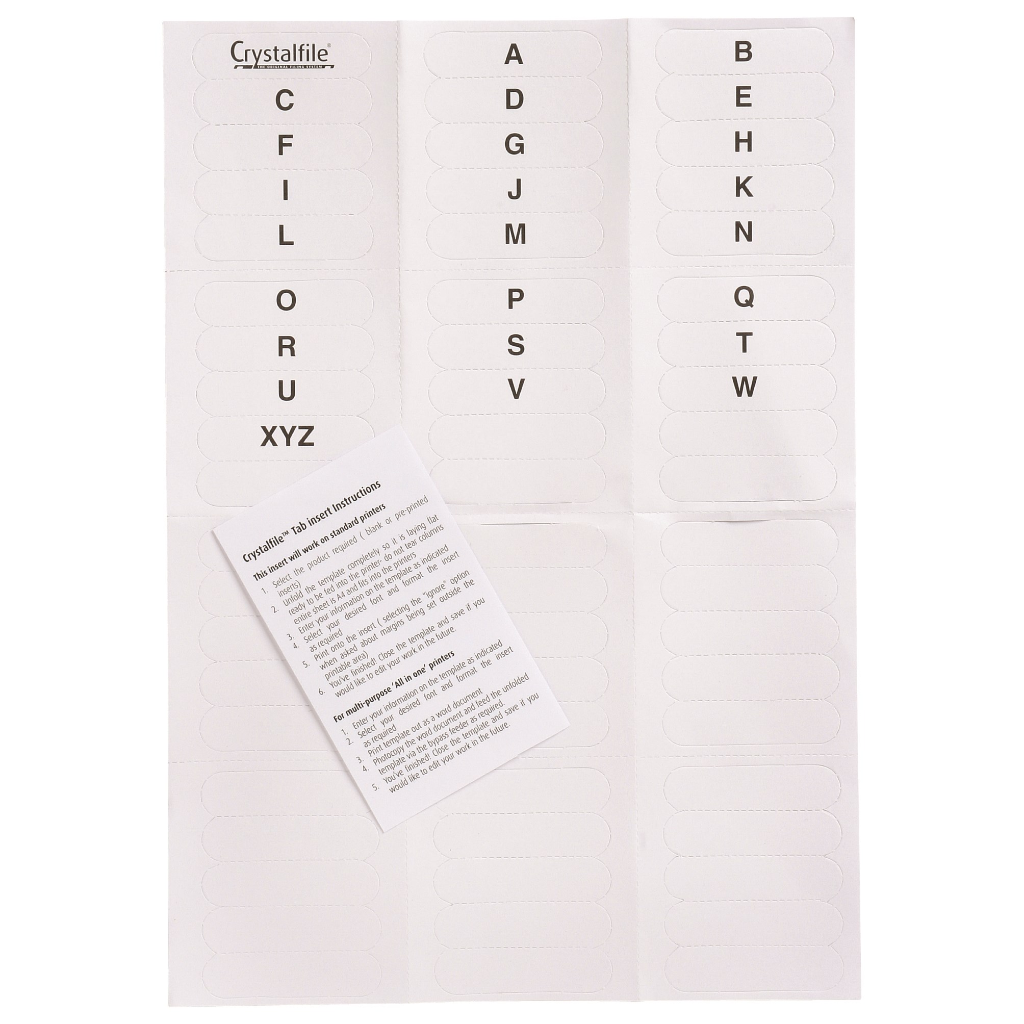 Crystalfile Indicator Tabs Inserts A-Z White Pack  Of 60