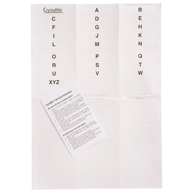 Crystalfile Indicator Tabs Inserts A-Z White Pack  Of 60