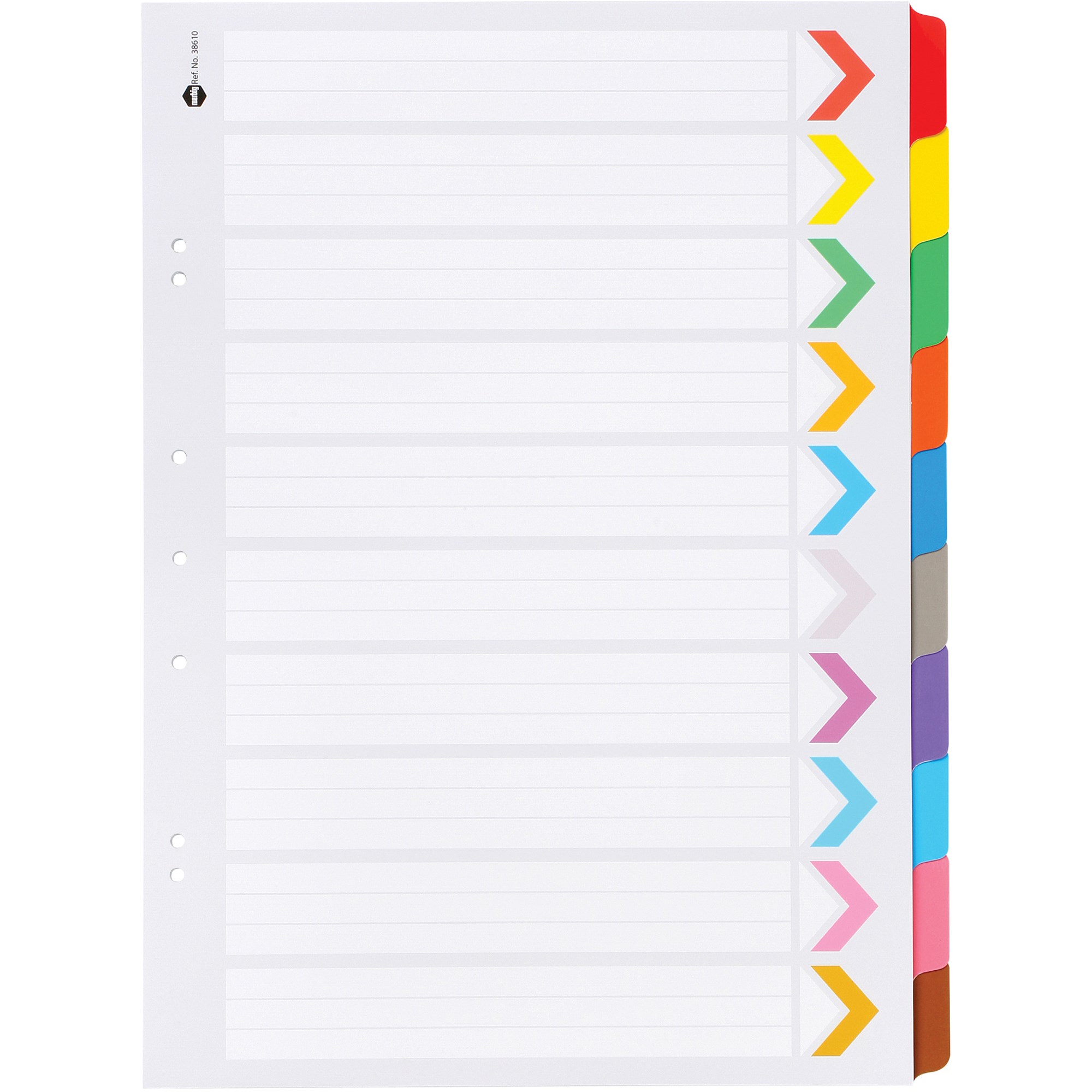 Marbig Plastic Indices & Dividers A3 Reinforced 10 Tab Portrait Multi Colour