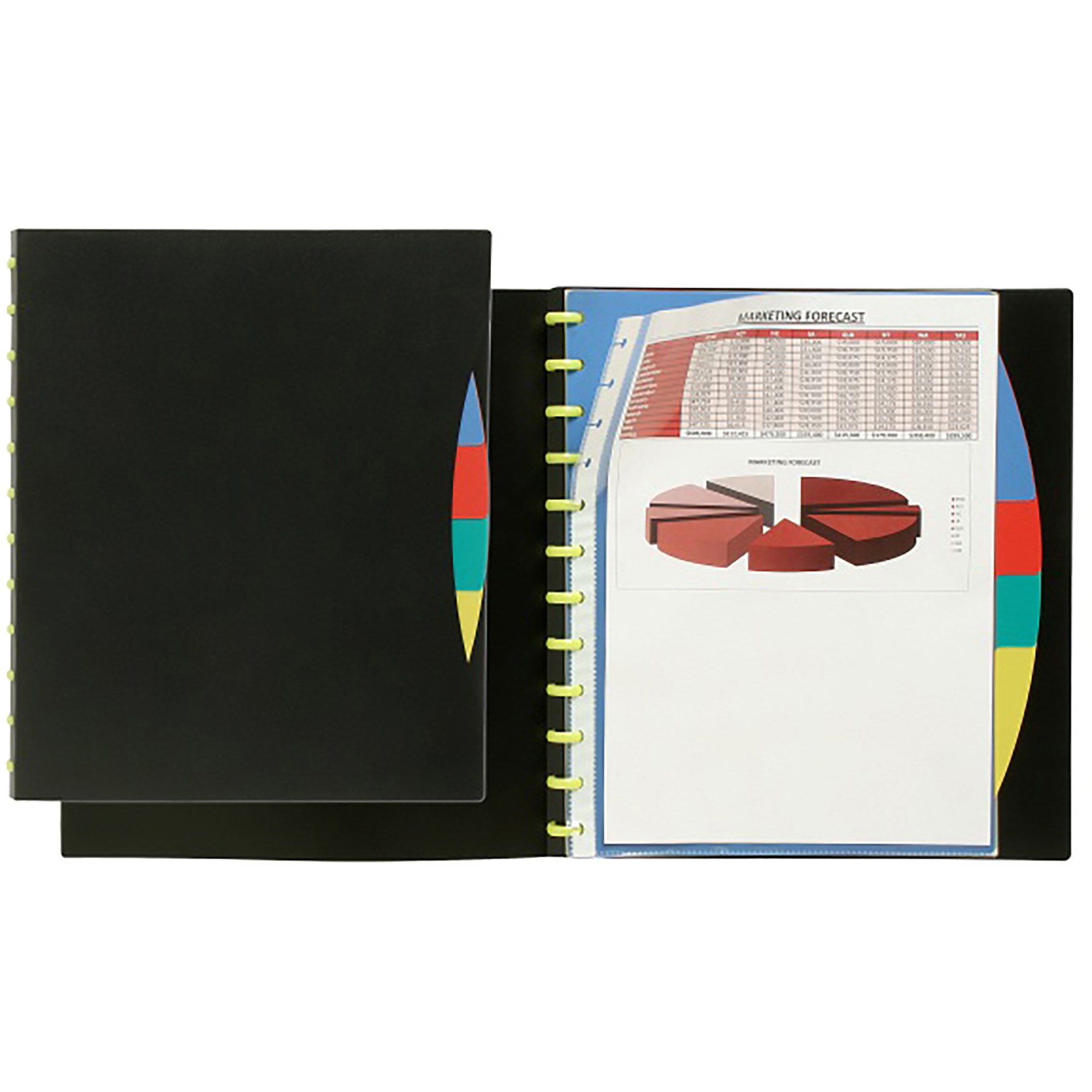 Marbig Kwik Zip Display Book A4 Refillable 20 Pocket With 4 Colour Dividers Black Cover