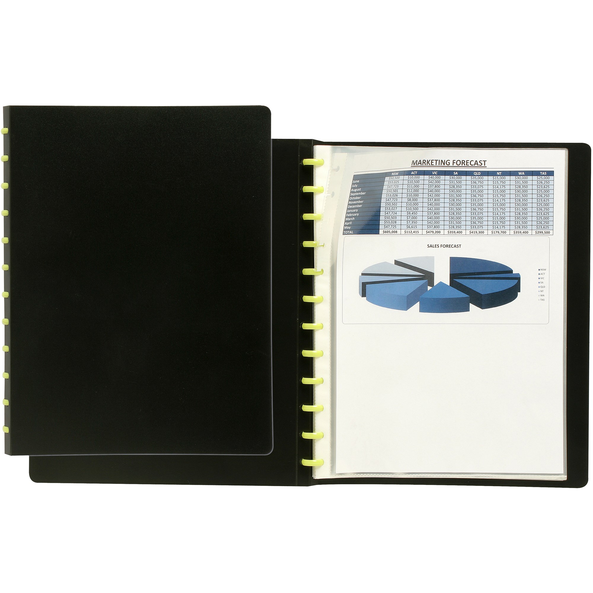 Marbig Kwik Zip Display Book A4 Refillable 20 Pocket Black