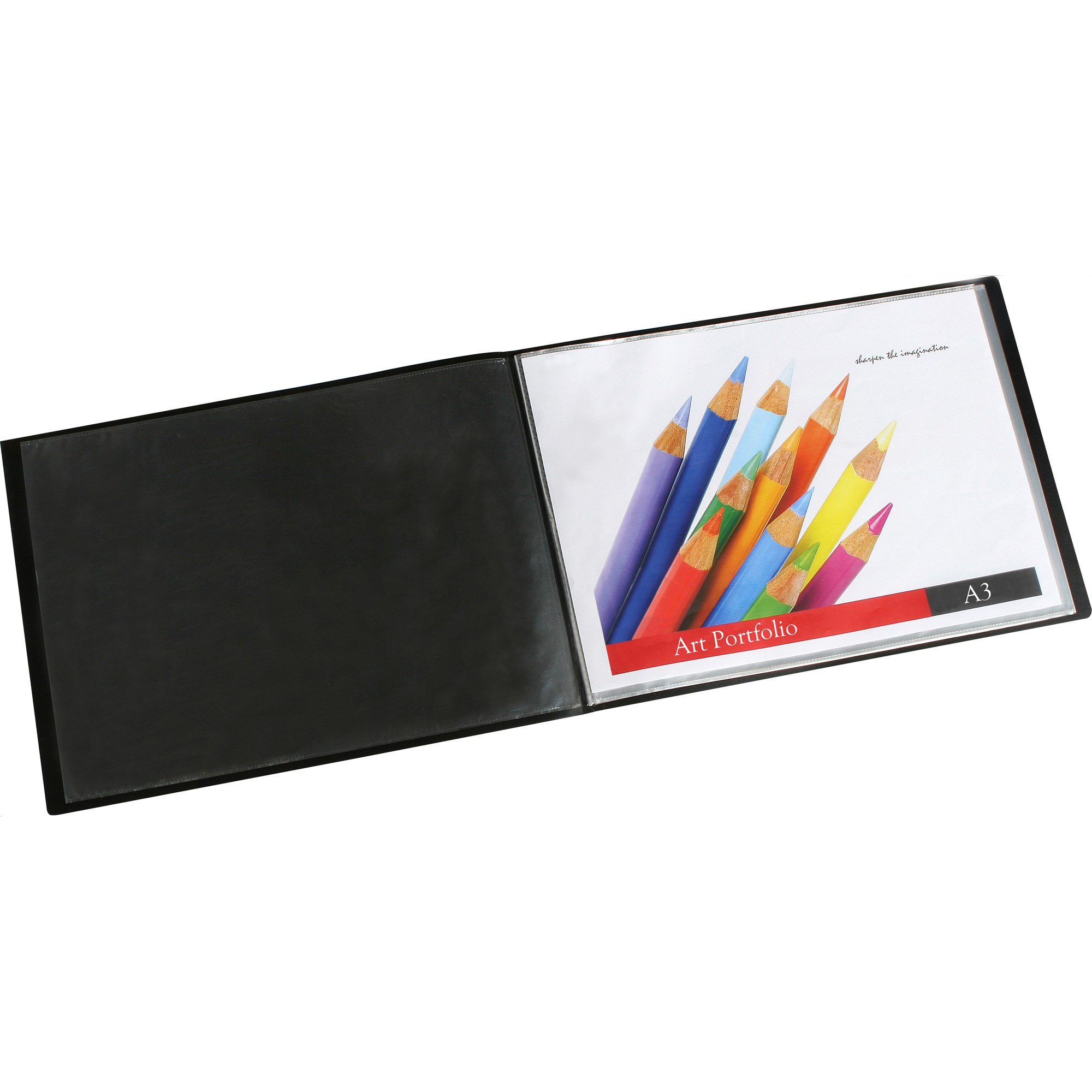 Marbig Display Book A3 20 Pocket Insertable Cover Landscape Black