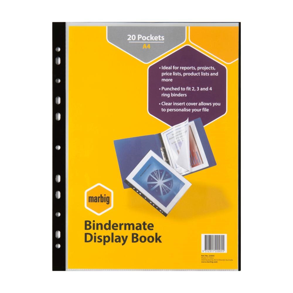 Marbig Binder Display Book A4 20 Pocket Blue