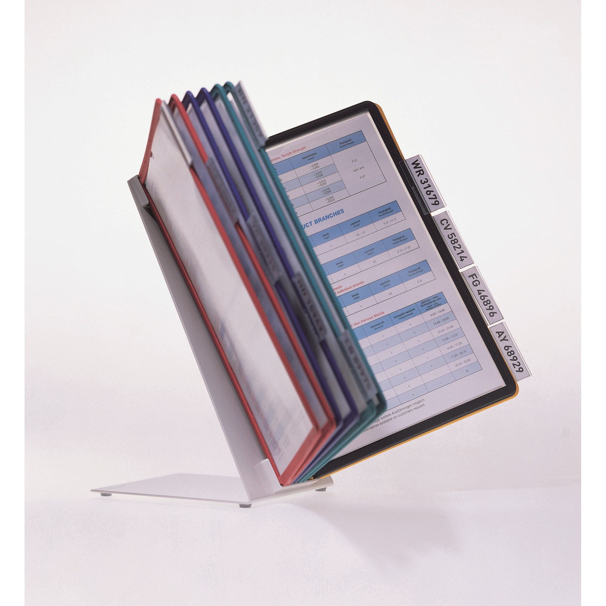 Durable Vario Table Display System 10 Panels A4 Assorted Coloured Panels