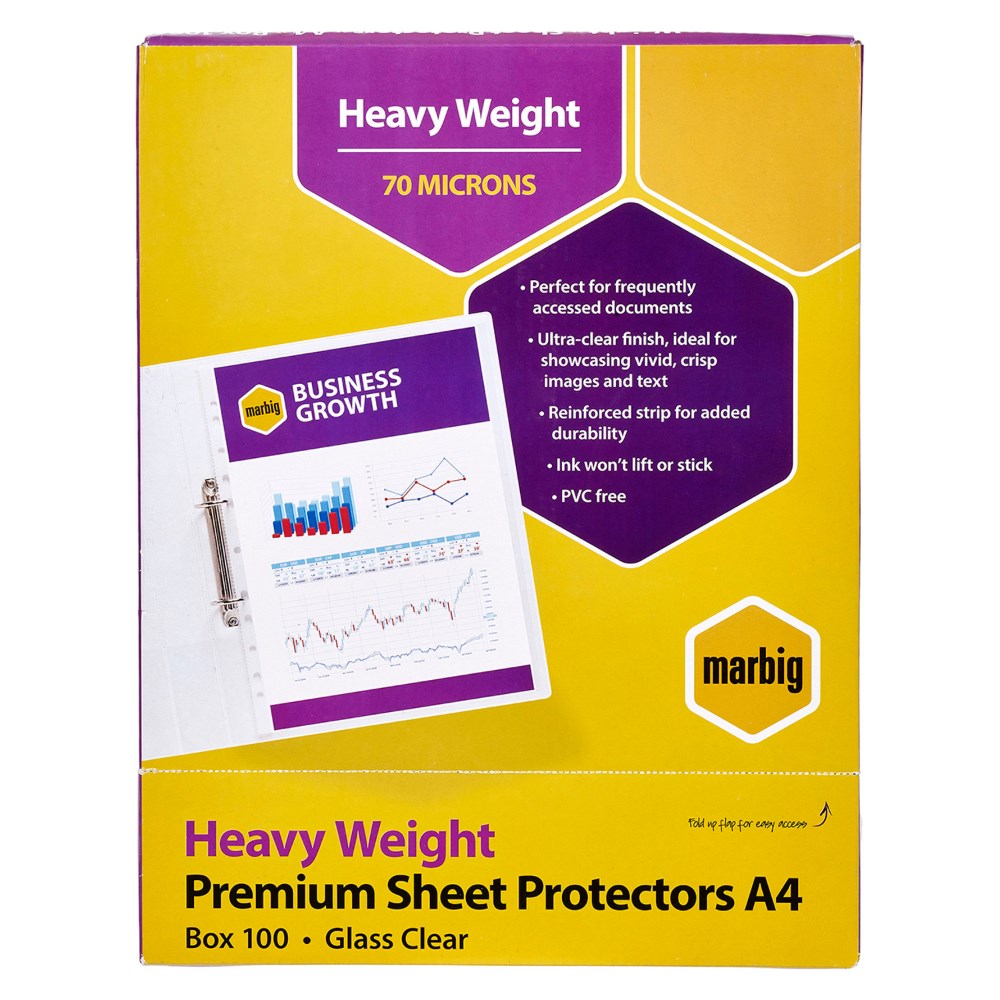 Marbig Sheet Protectors A4 Heavy Duty Ultra Clear Box  Of 100