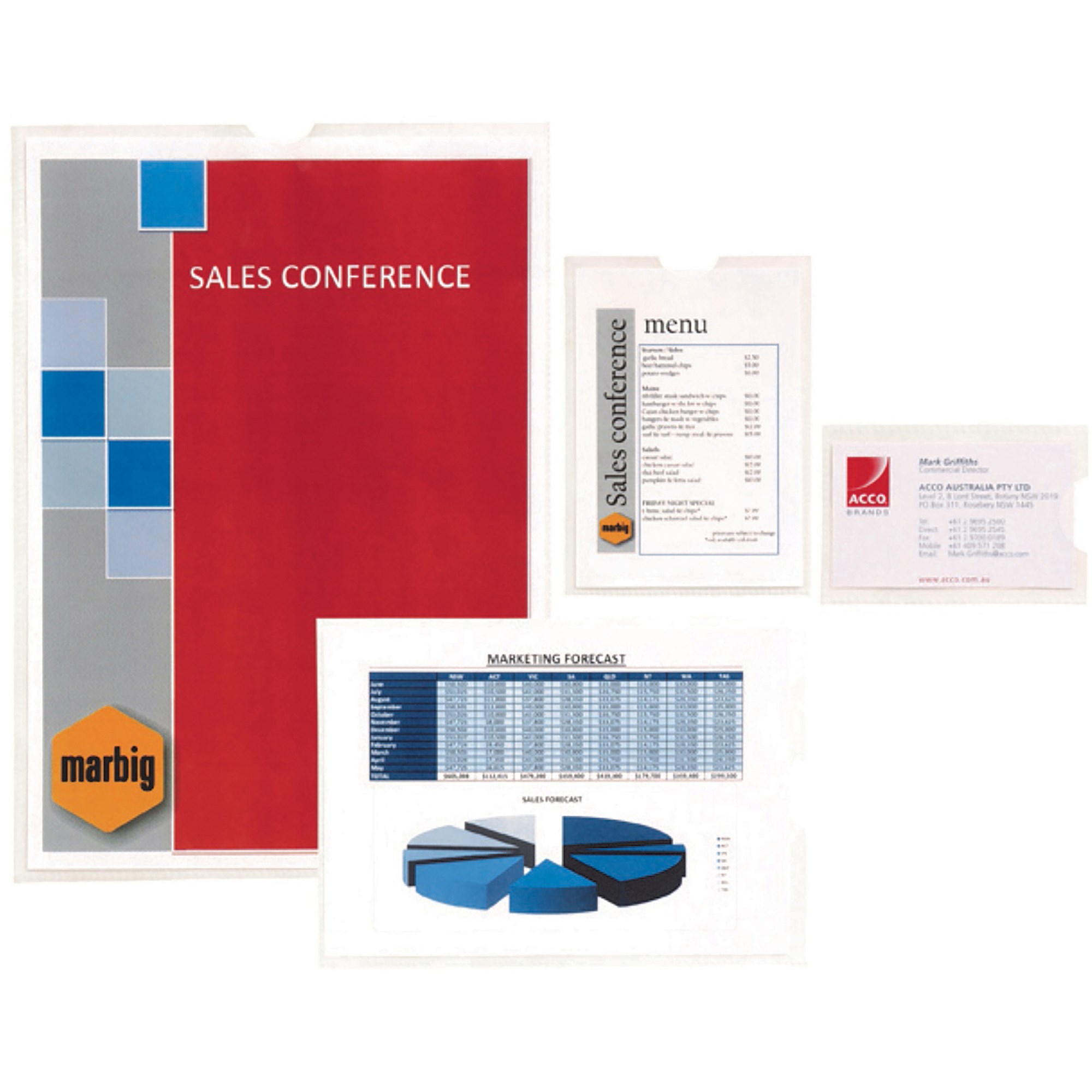 Marbig Card Holders Top Opening A4 300 x 213mm Clear Pack  Of 10
