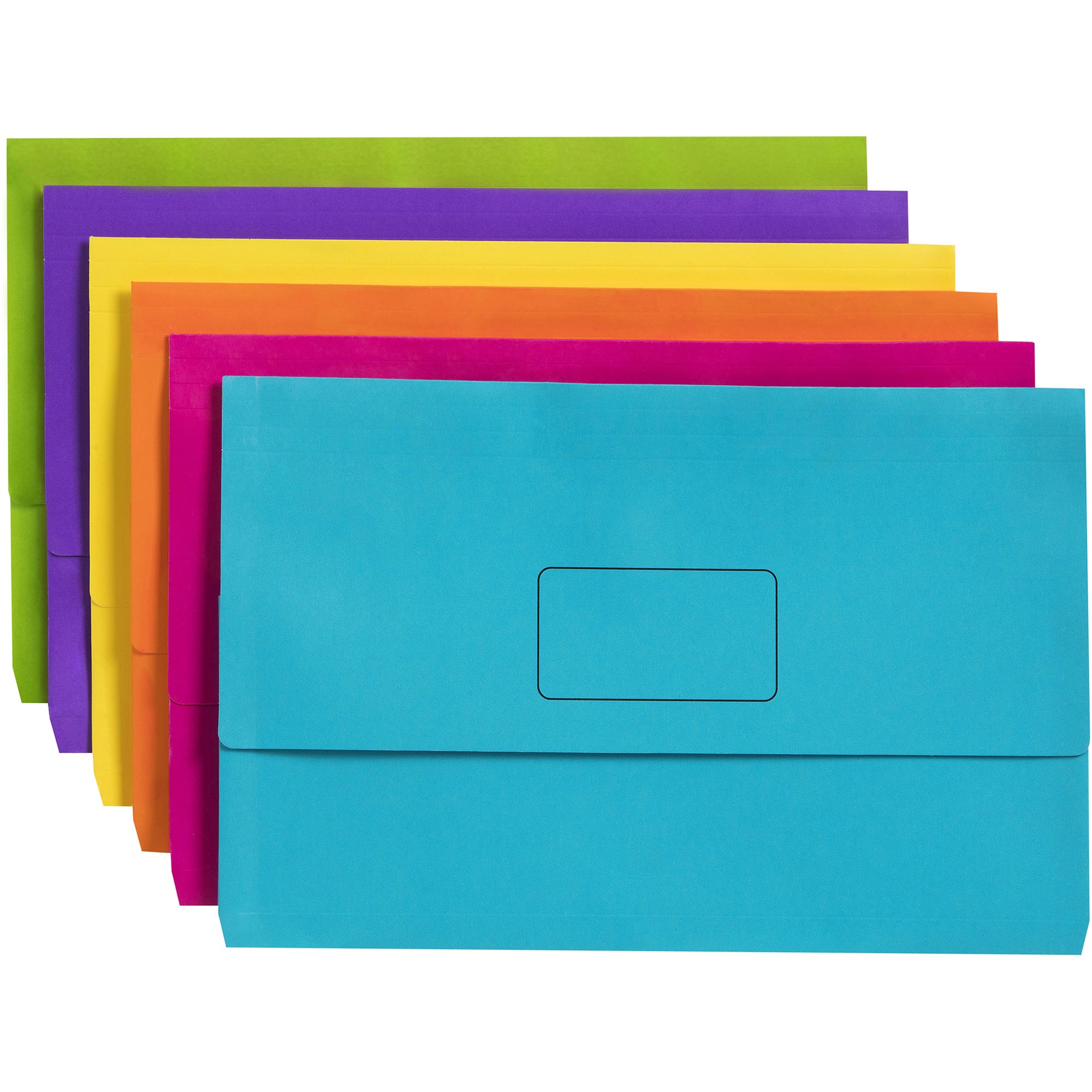 Marbig Slimpick Manilla Document Wallet Foolscap 30mm Gusset Assorted Pack  Of 10