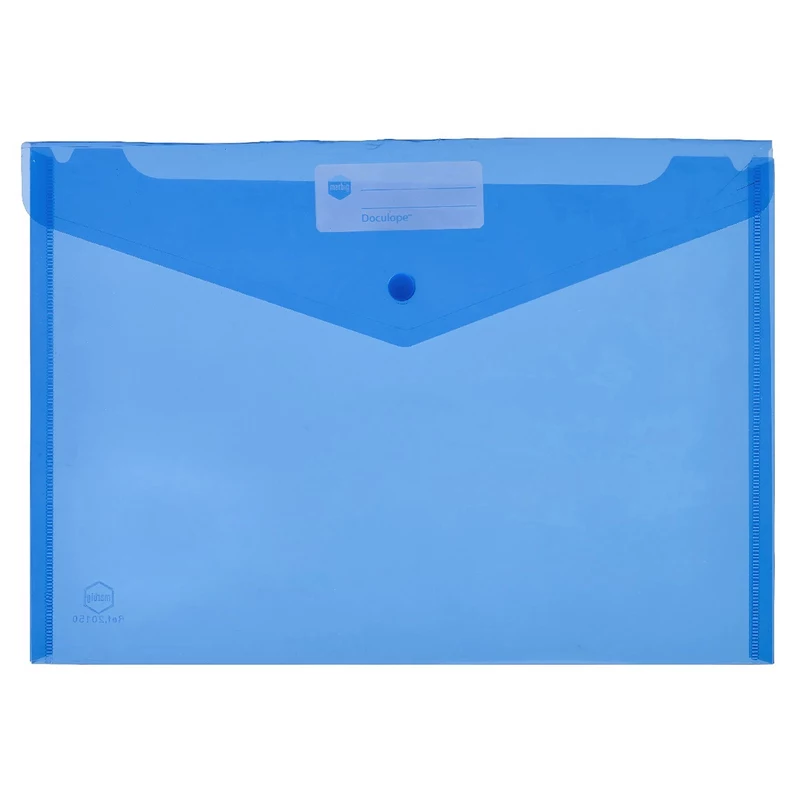 Marbig Doculope Wallet A4 With Button Closure And Title Holder Blue