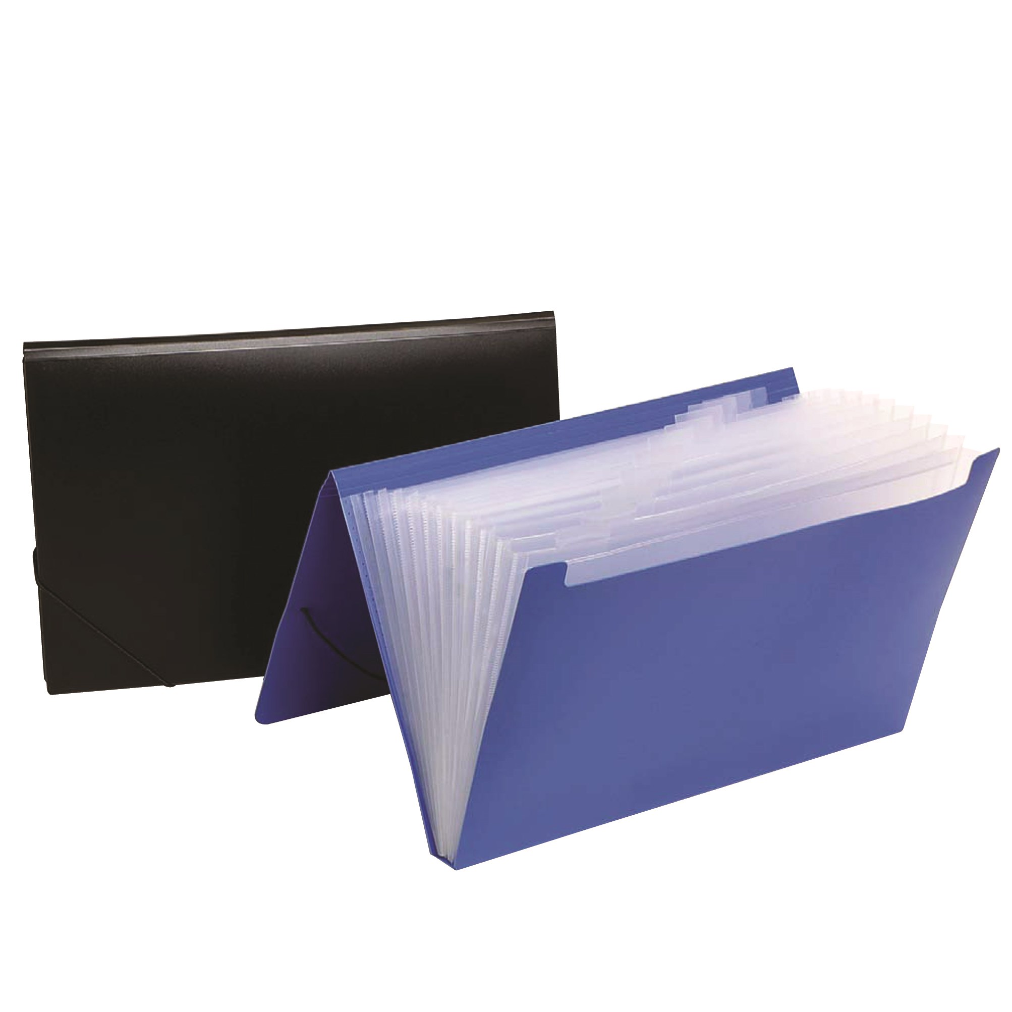 Marbig Polypropylene Expanding File Foolscap 12 Pocket Assorted Colours