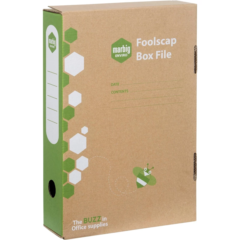 Marbig Enviro Standard Box  File Foolscap 80mm Spring Fitted Kraft