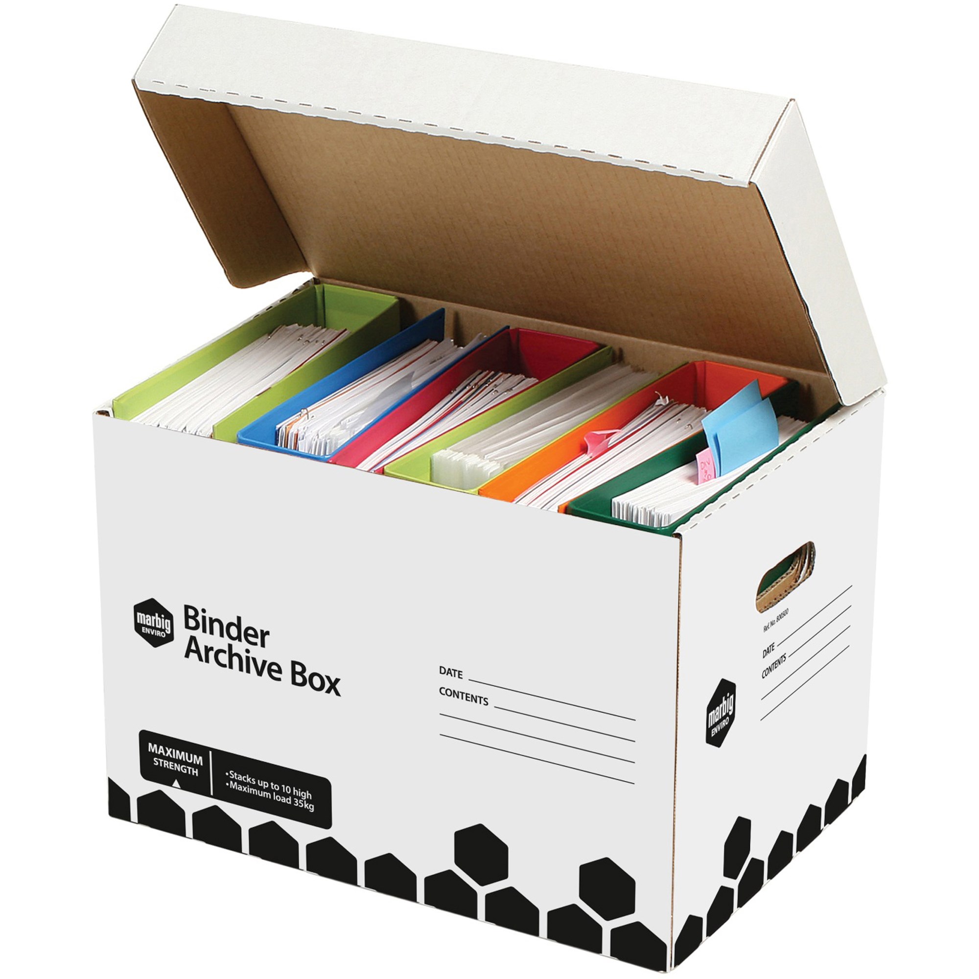 Marbig Enviro Binder Archive Box  Hinged Lid 345W x 480D x 330mmH White