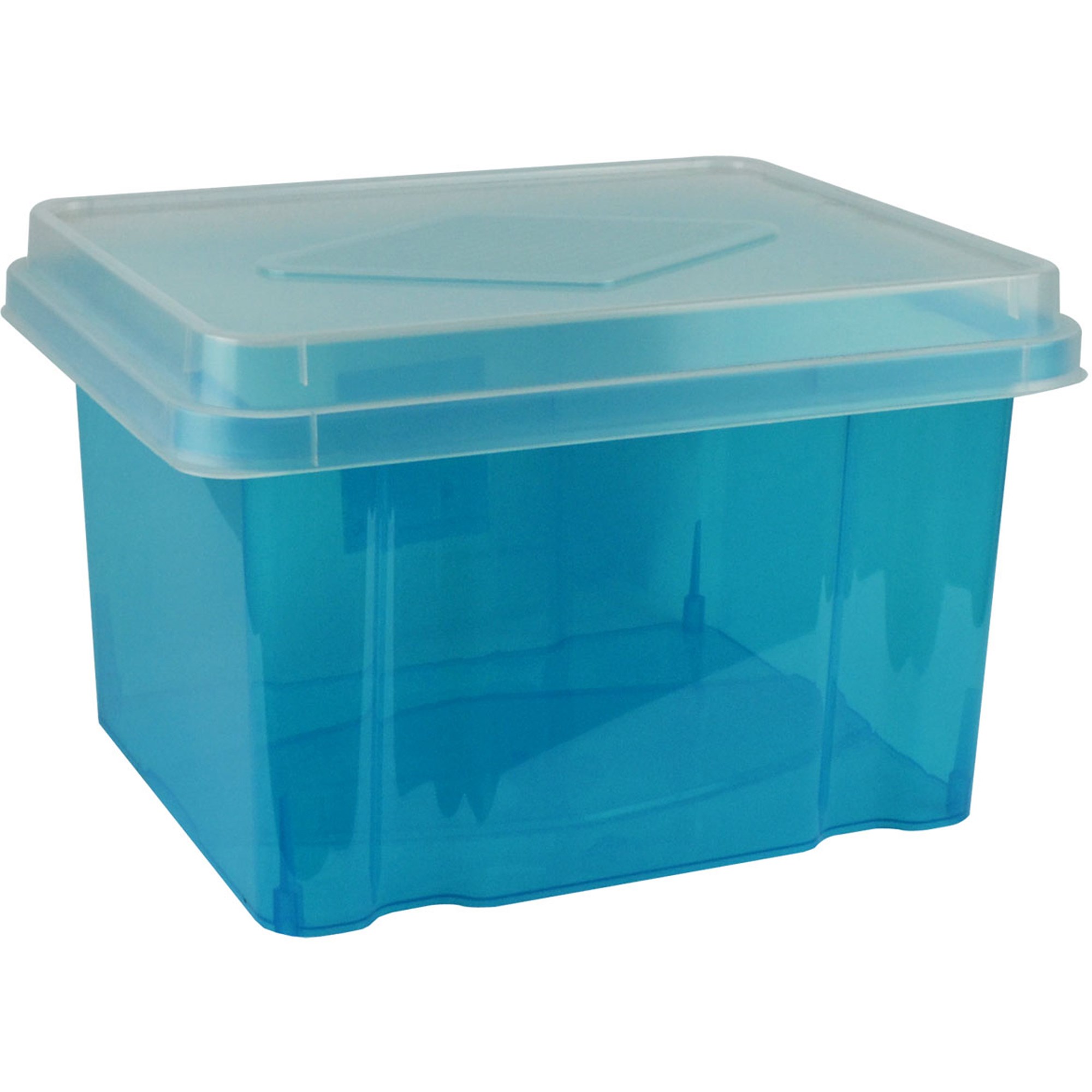 Italplast 32 Litre Plastic Suspension File & Storage Box  Tint Blue Base Clear Lid