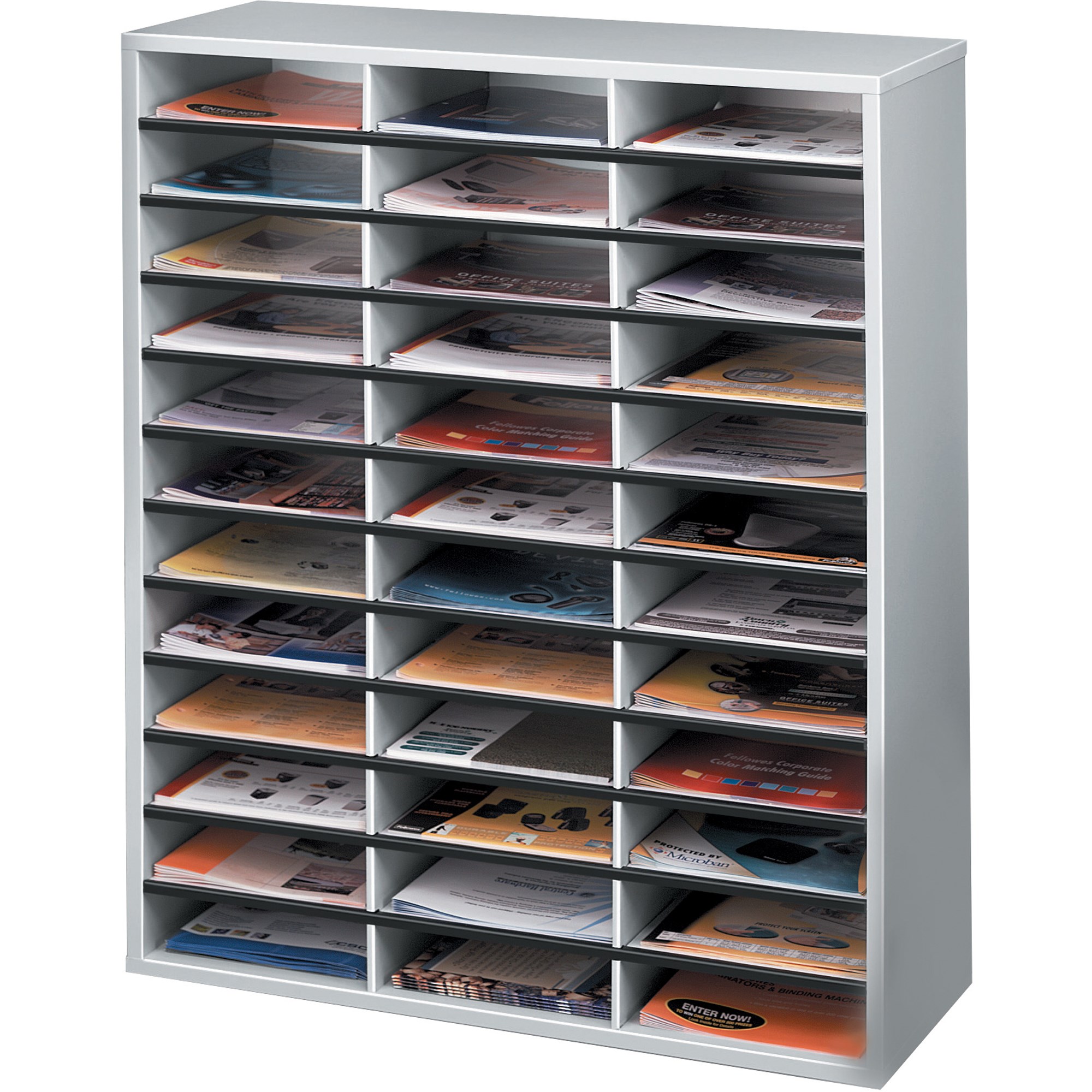 Fellowes Literature Organiser 36 Compartment w737 xh881x d302mm Grey