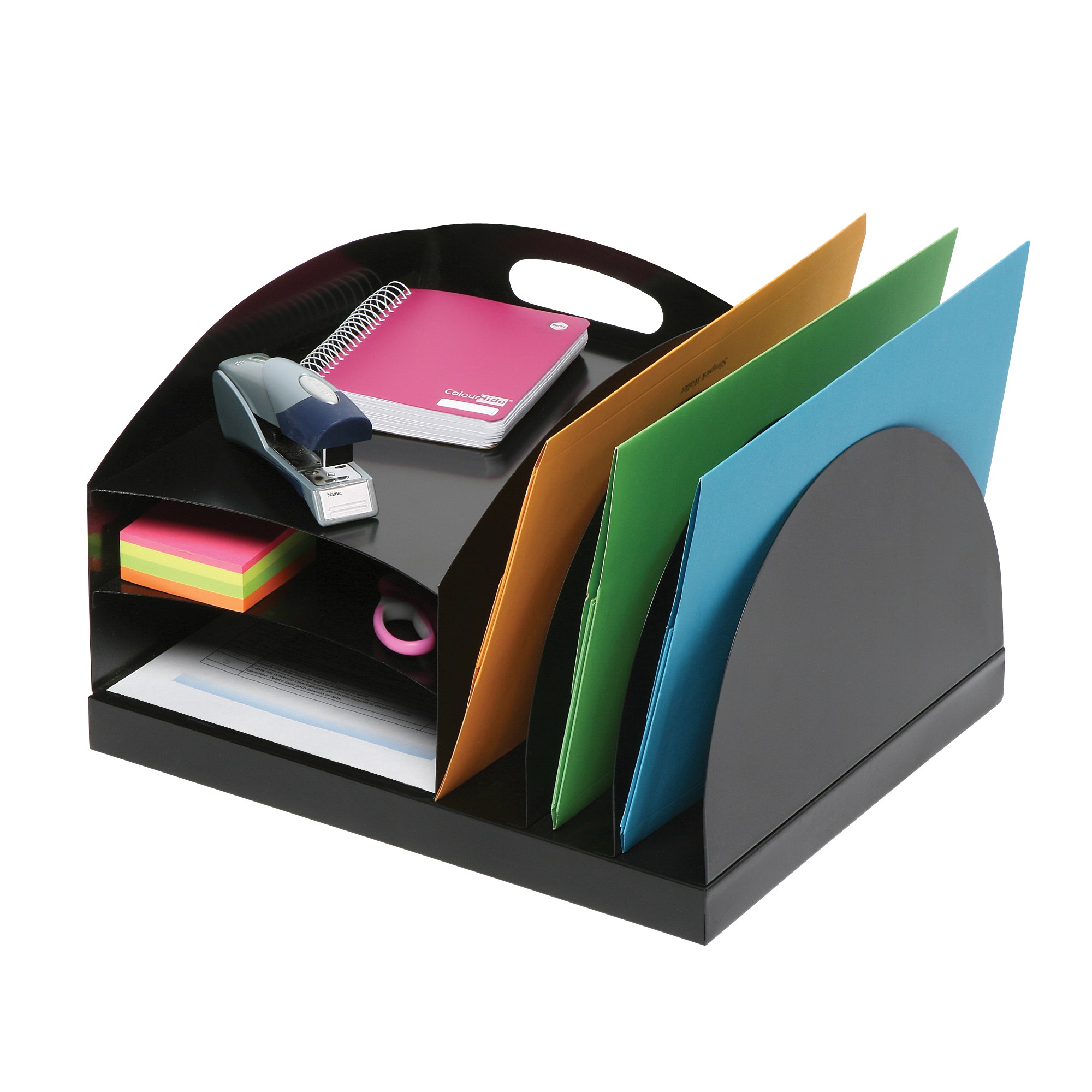 Marbig Desktop Organiser 2 Way Metal 385L x 320D x 210mmH Black