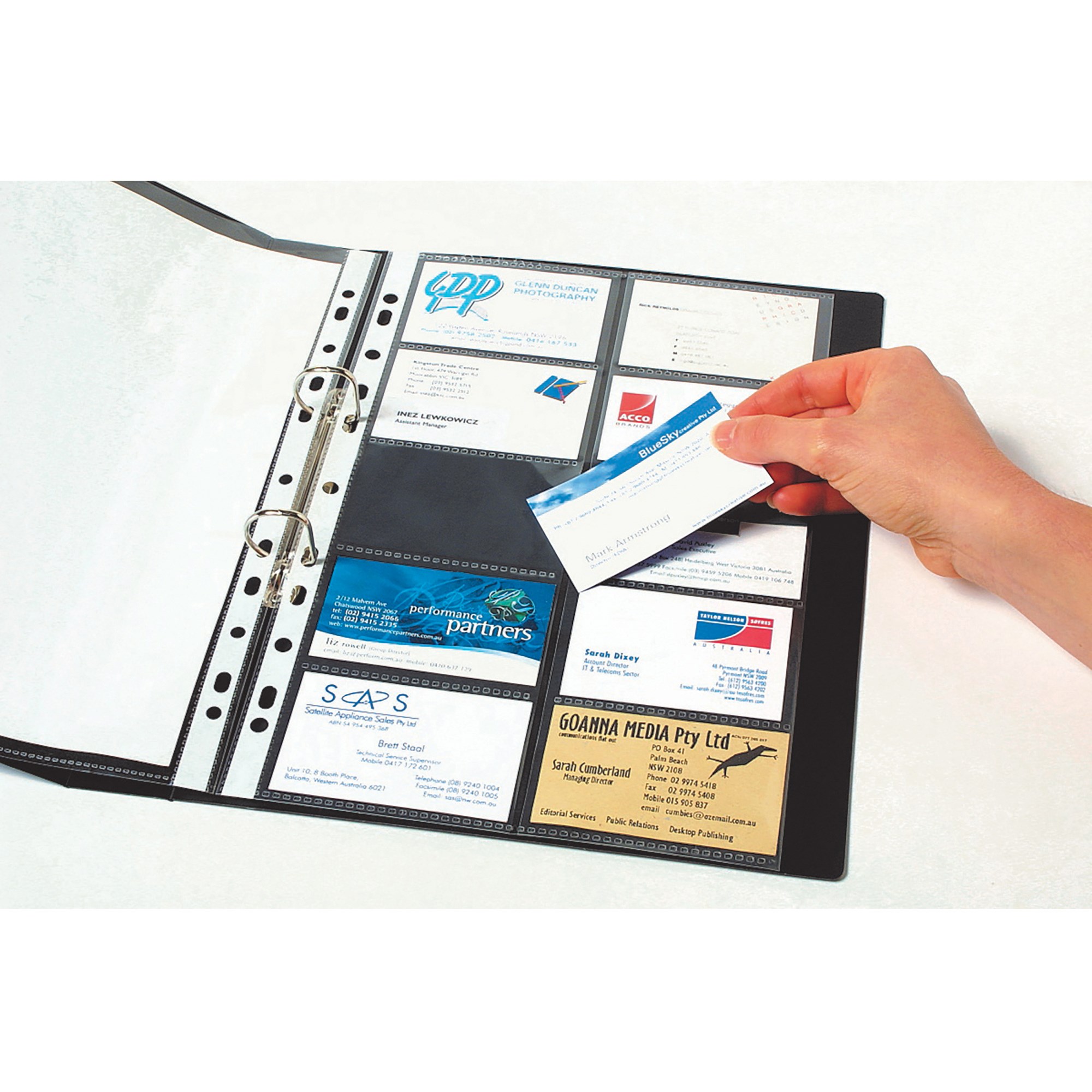 Marbig Business Card Pockets A4 Refills 20 Cards Per Page Clear Pack  Of 10