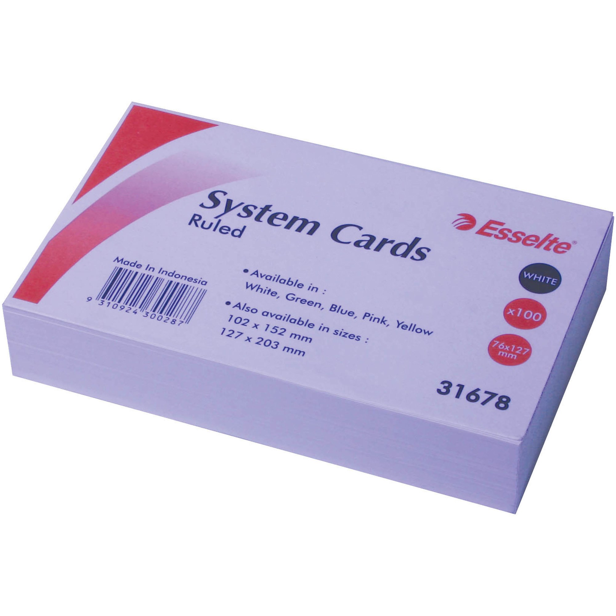 Esselte Ruled System Cards 127 x 76mm White Pack  Of 100