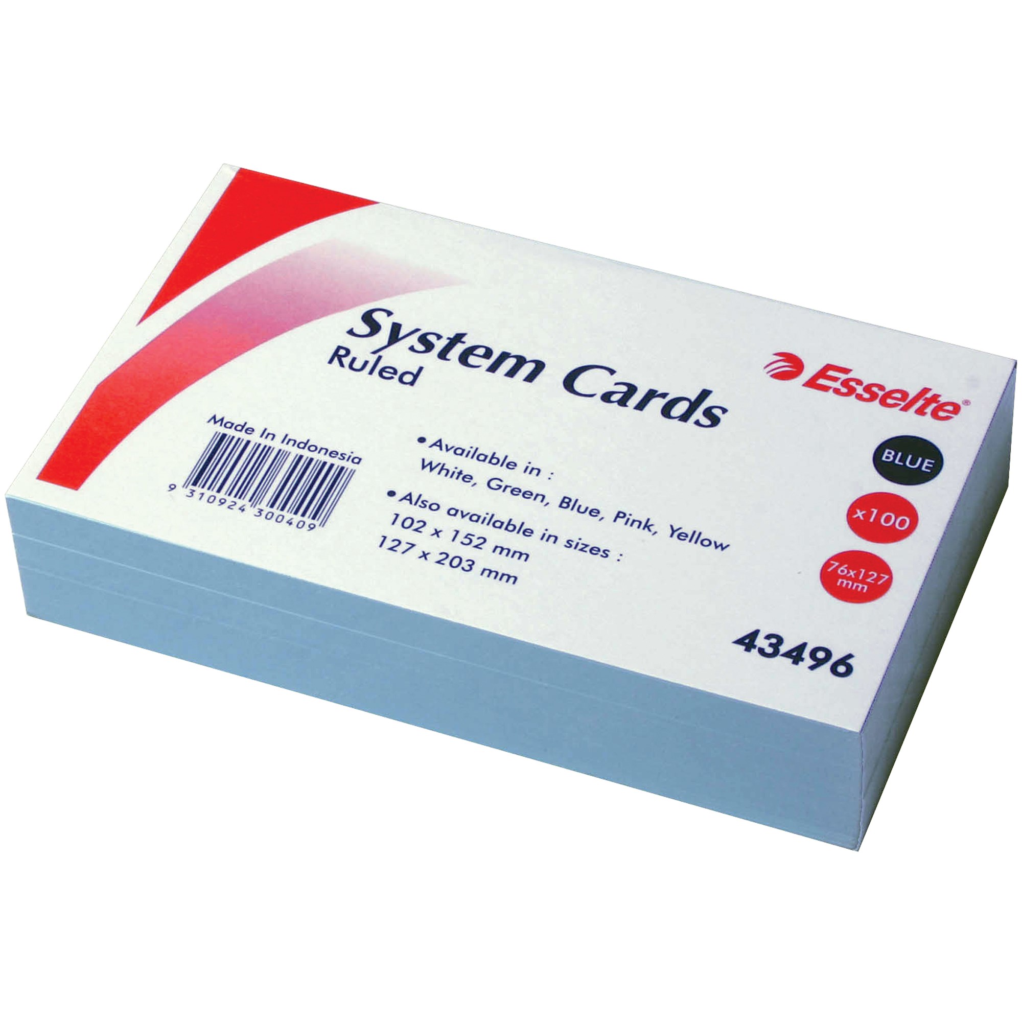 Esselte Ruled System Cards 127 x 76mm Blue Pack  Of 100