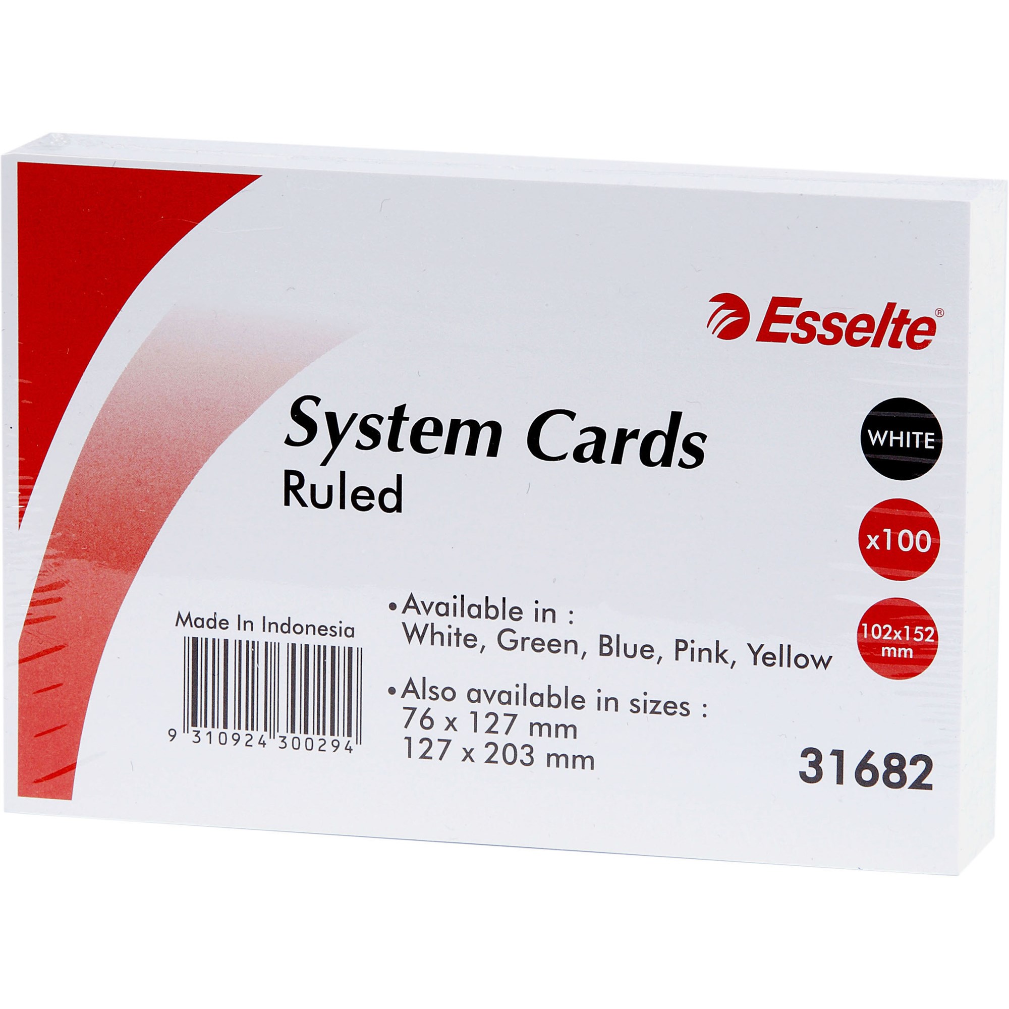 Esselte Ruled System Cards 152 x 102mm White Pack  Of 100