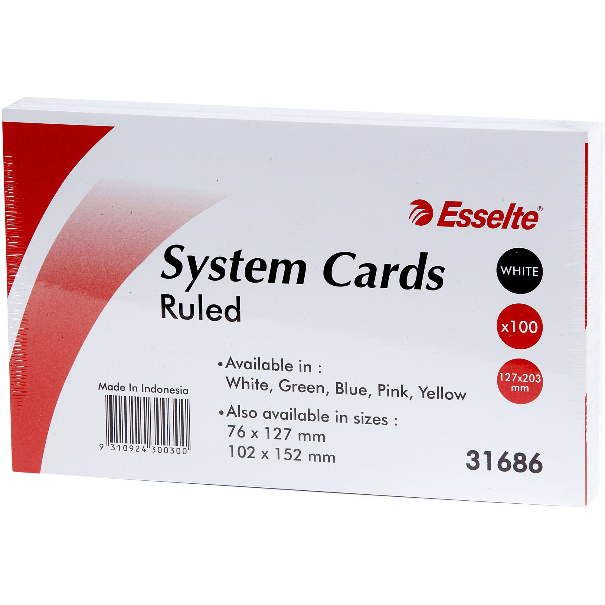 Esselte Ruled System Cards 203 x 127mm White Pack  Of 100