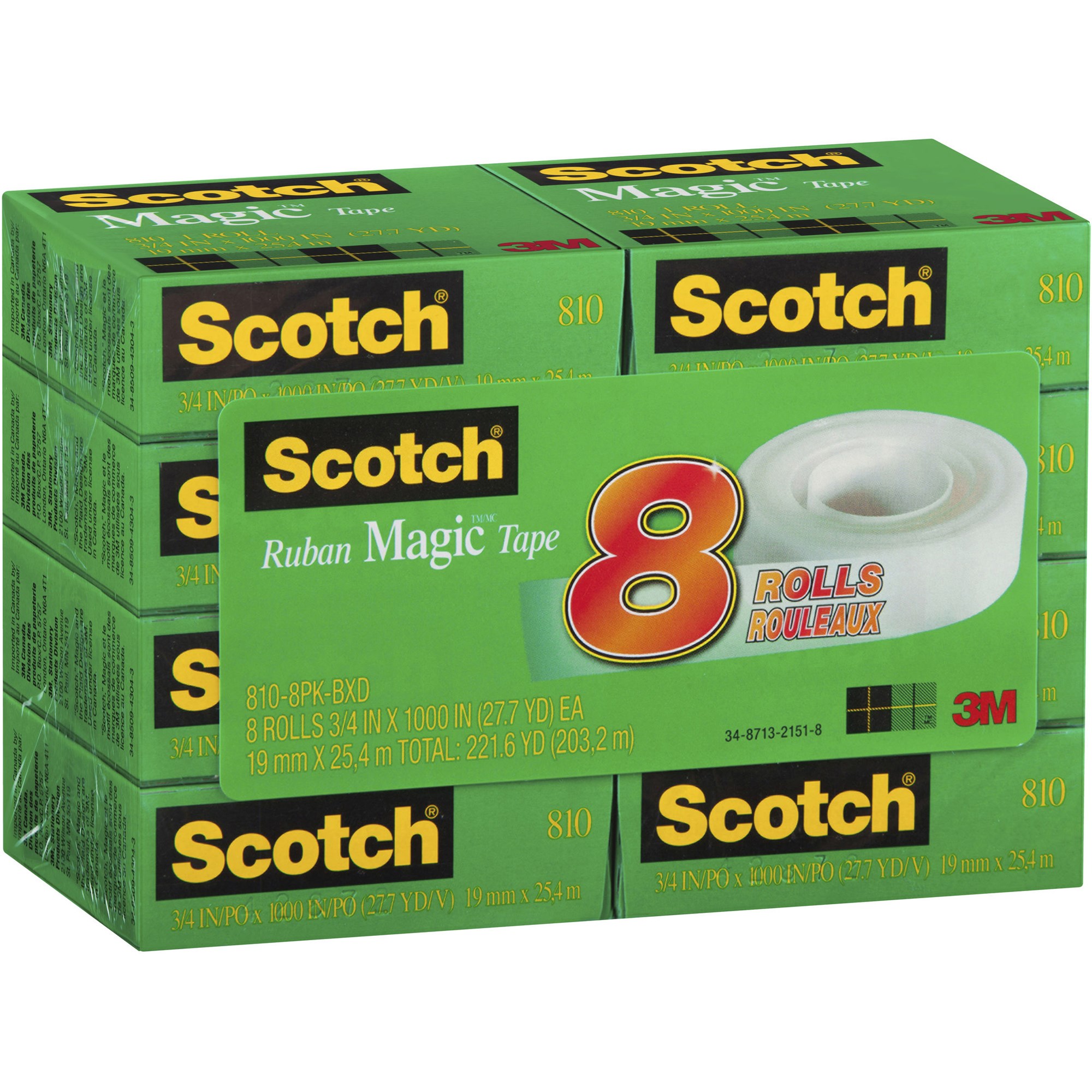 Scotch 810-8 Magic Tape 19mmx25.4m MultiPack  Pack  of 8