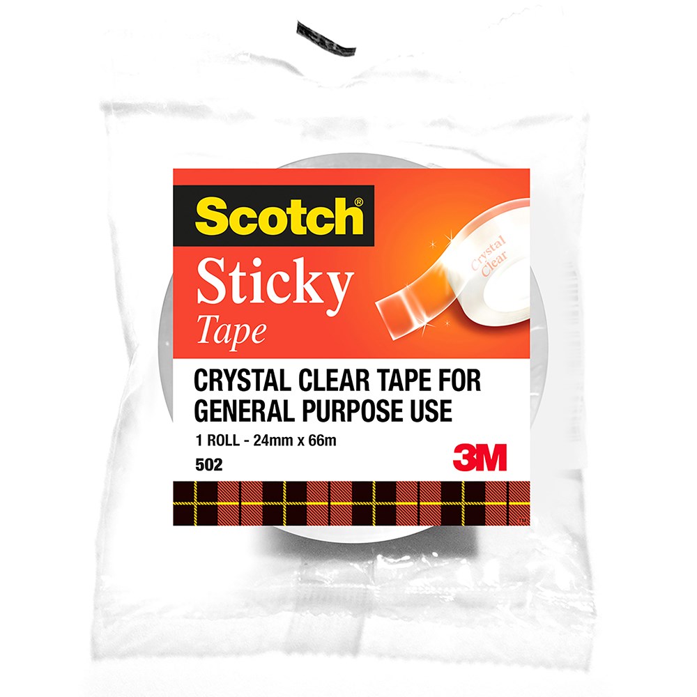 Scotch 502 Sticky Tape Crystal Clear 24mmx 66m