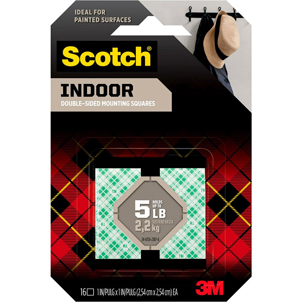 Scotch 111P Mounting Tape 2.5cmx2.5cm Indoor Squares Pack  of 16