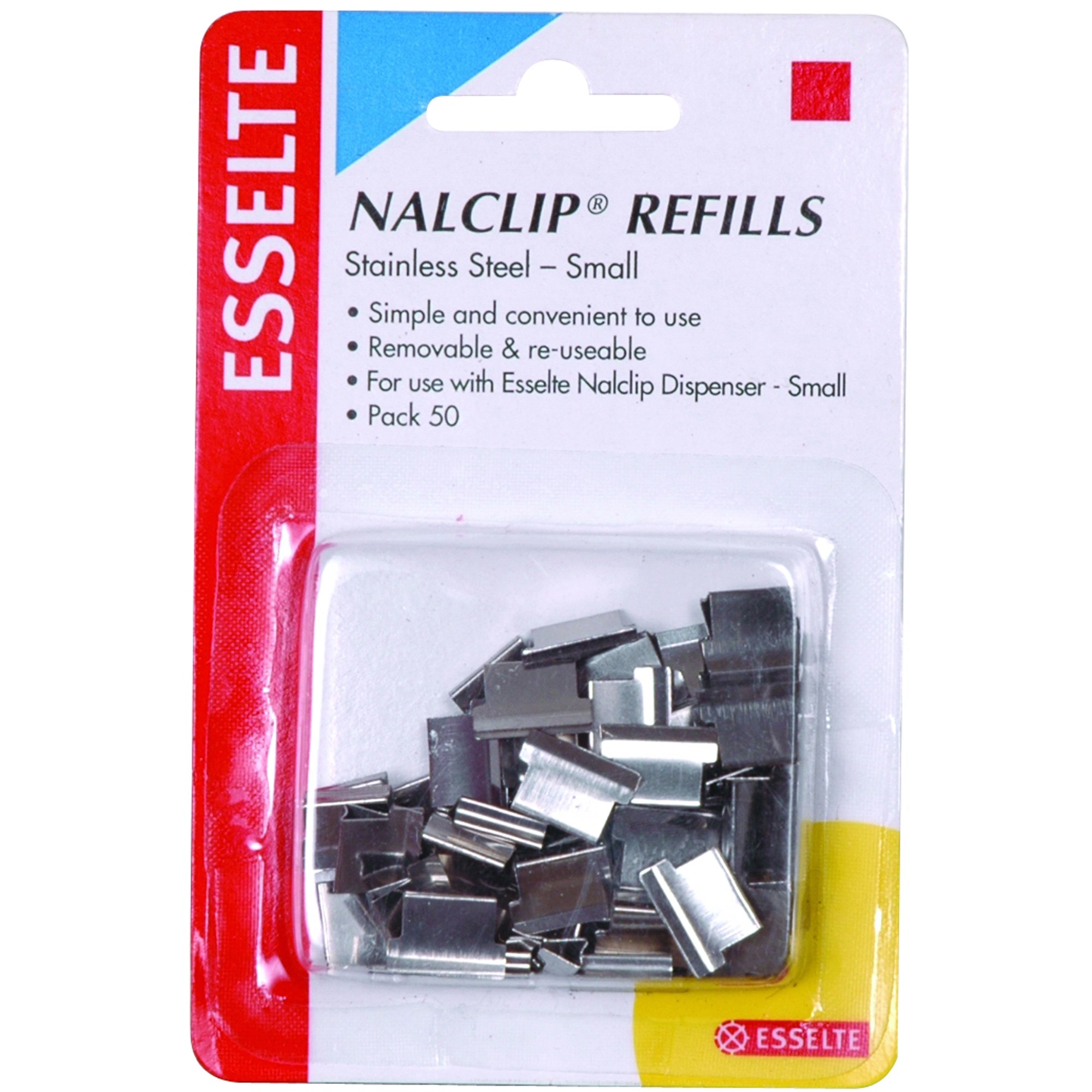 Esselte Nalclip Refills Small Stainless Steel 15 Sheet Capacity Pack  Of 50 Silver