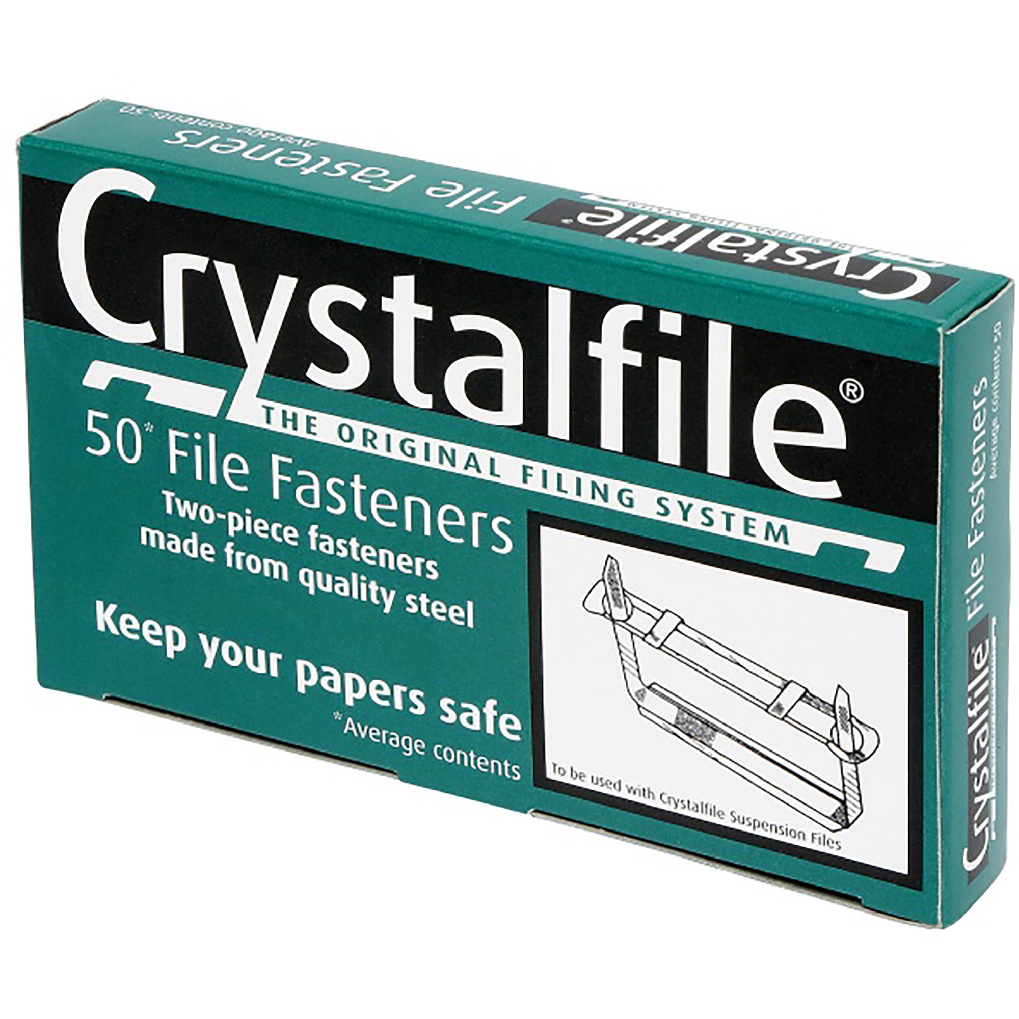 Crystalfile File Fastener 80mm 2 Piece Silver Box  Of 50