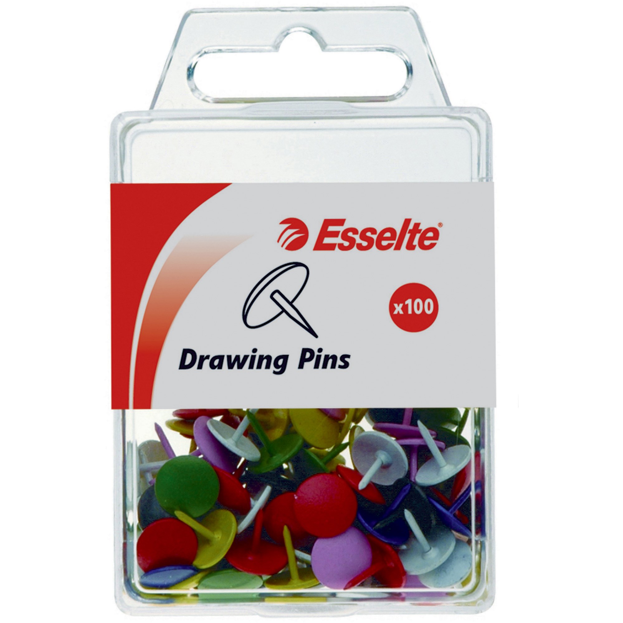 Esselte Drawing Pins Assorted Colours Pack  Of 100