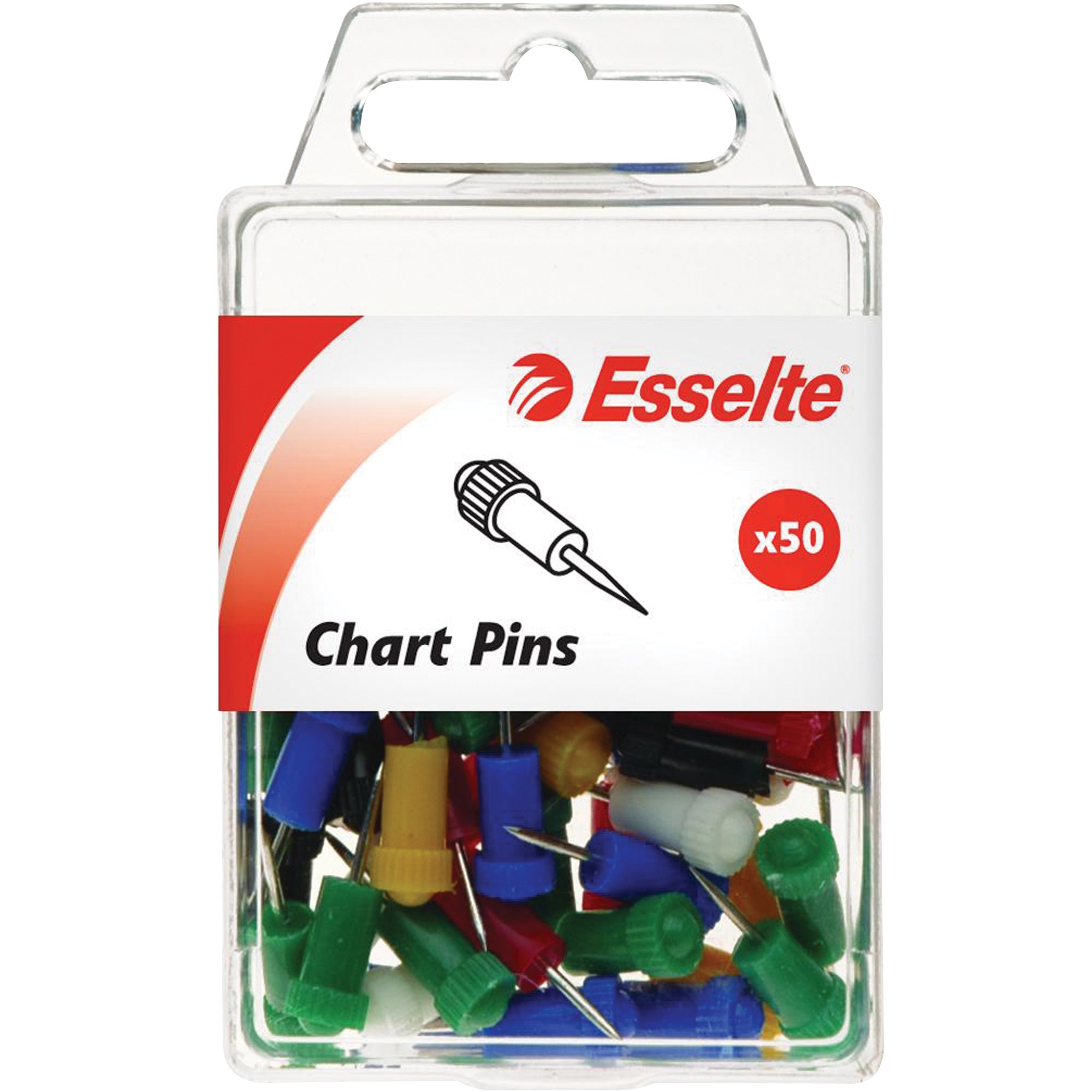 Esselte Chart Pins Assorted Colours Pack  Of 50