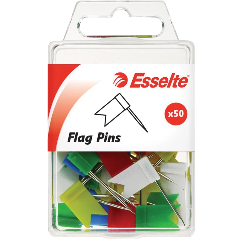 Esselte Flag Pins Assorted Colours Pack  Of 50