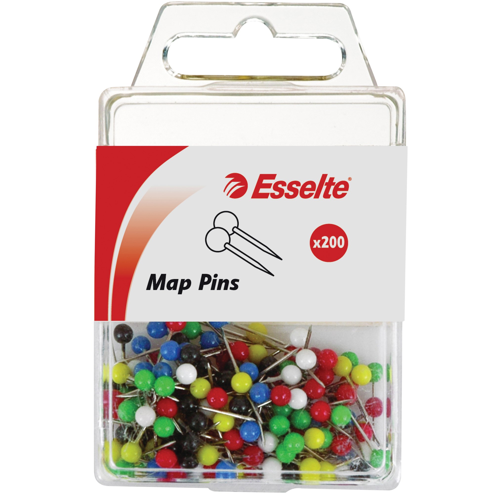 Esselte Map Pins Assorted Colours Pack  Of 200