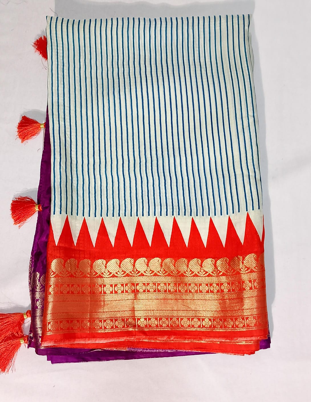 N92:Ready To Ship Beautiful Pure Moonga Crepe Silk Saree In Ganga Jamuna Weaving Border With Stitched Blouse N92:Ready To Ship Beautiful Pure Moonga Crepe Silk Saree In Ganga Jamuna Weaving Border With Stitched Blouse
