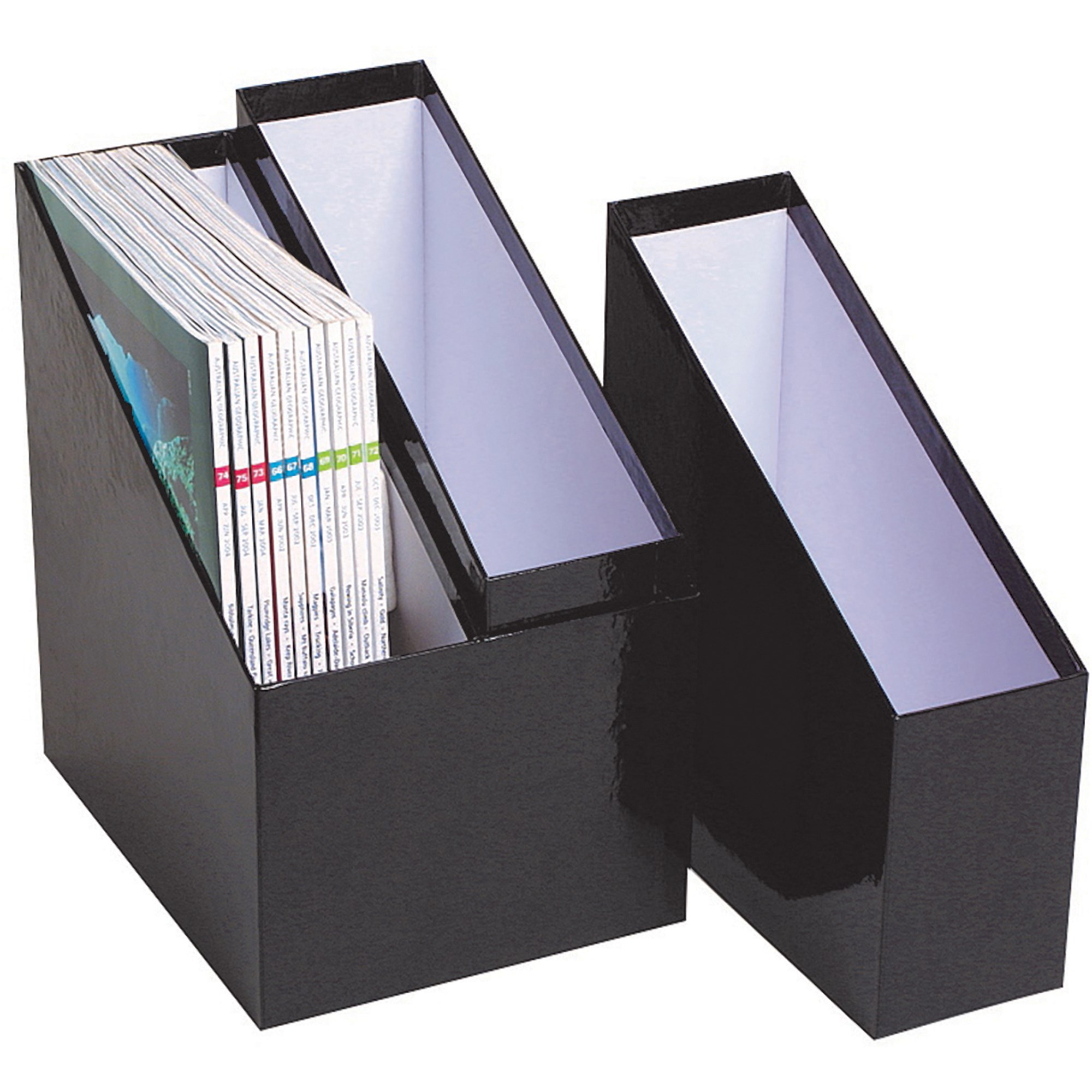 Marbig Simple Storage Magazine Holders 1 Twin 2 Single Black Set Of 3
