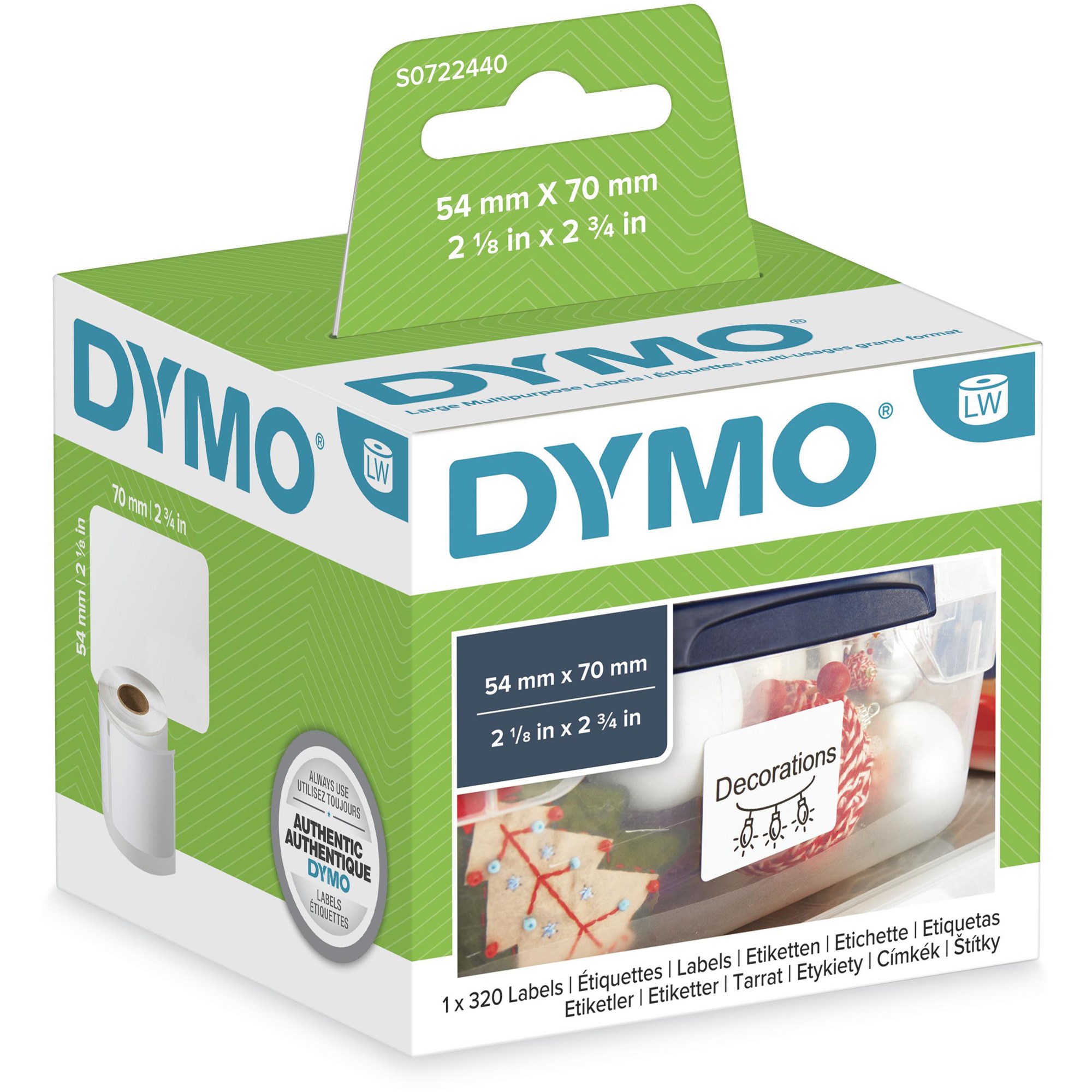 Dymo 30324 Labelwriter Labels 54x70mm Badge-Paper White Box of 320