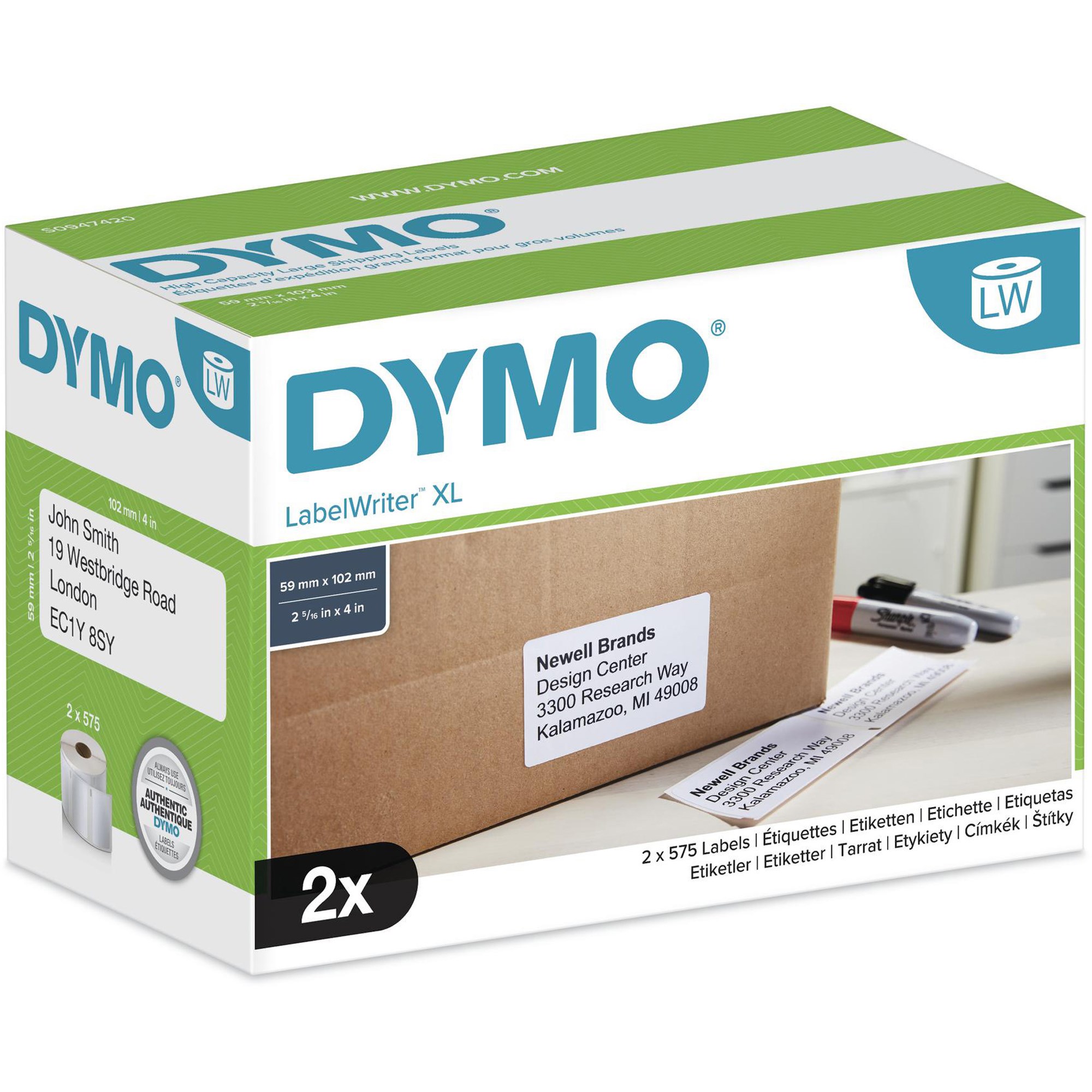 Dymo SD0947420 Labelwriter Labels 59x102mm 4XL Small Shipping Box of 1150