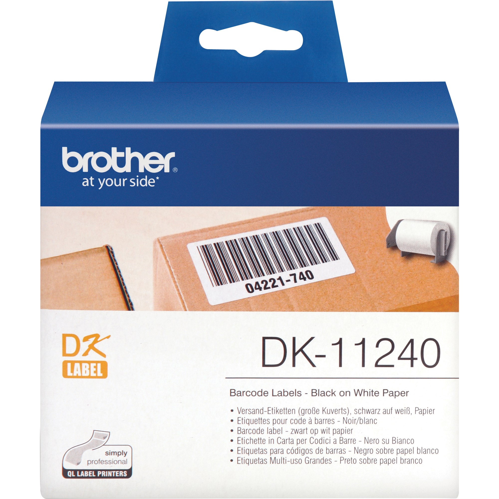 Brother DK-11240 Label Rolls 102x51mm Black on White Suits QL-Series Box  600